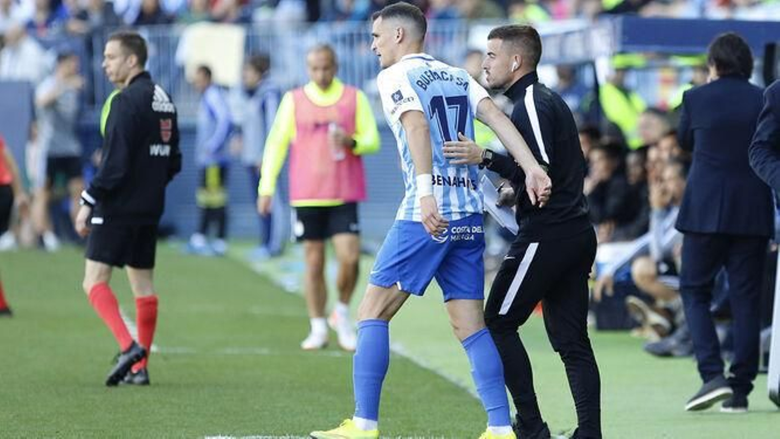 Buenacasa, antes de salir al campo contra el Zaragoza.