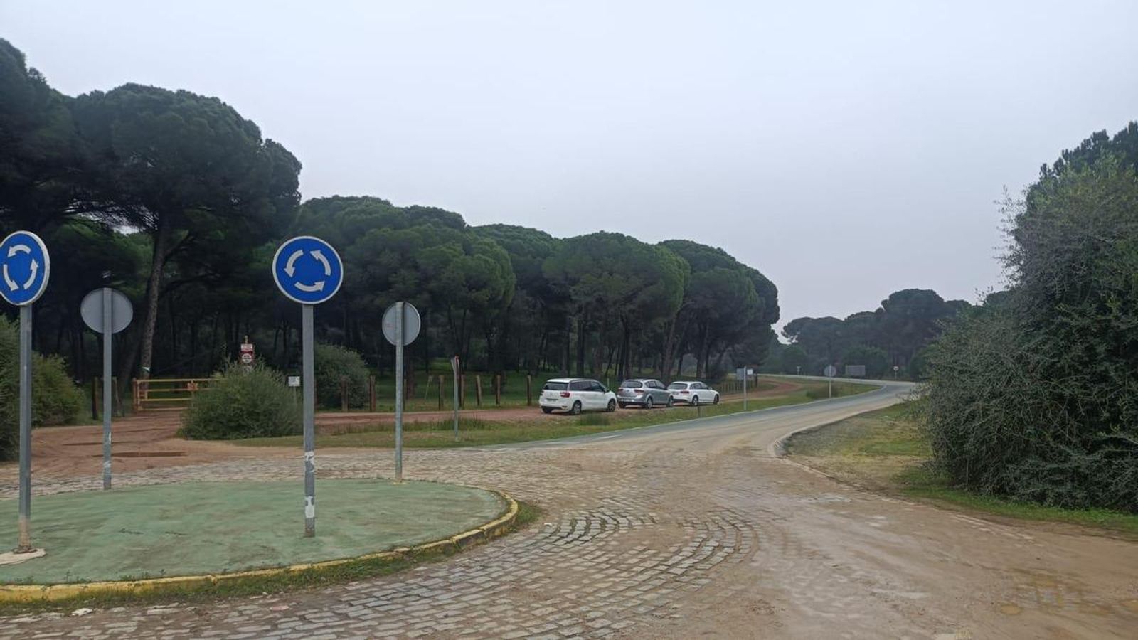 Llegamos a esta rotonda casi al final. Ya solo queda ir en paralelo a la carretera. Por esta parte hay muchos merenderos.