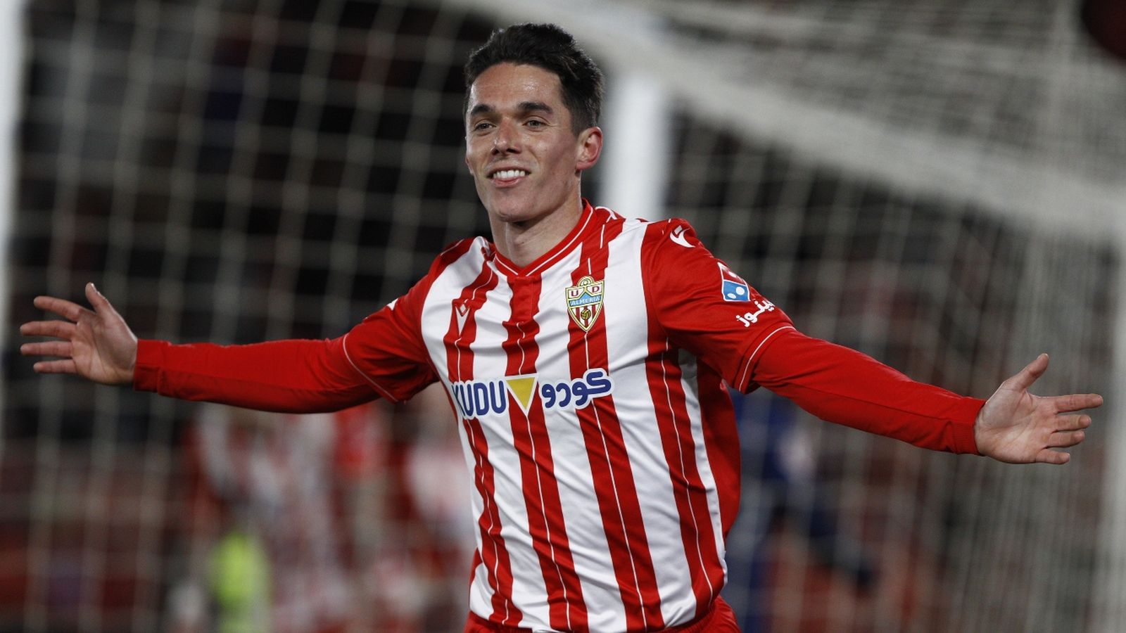 Sergio Arribas celebra el primer tanto en el encuentro contra el FC Andorra.