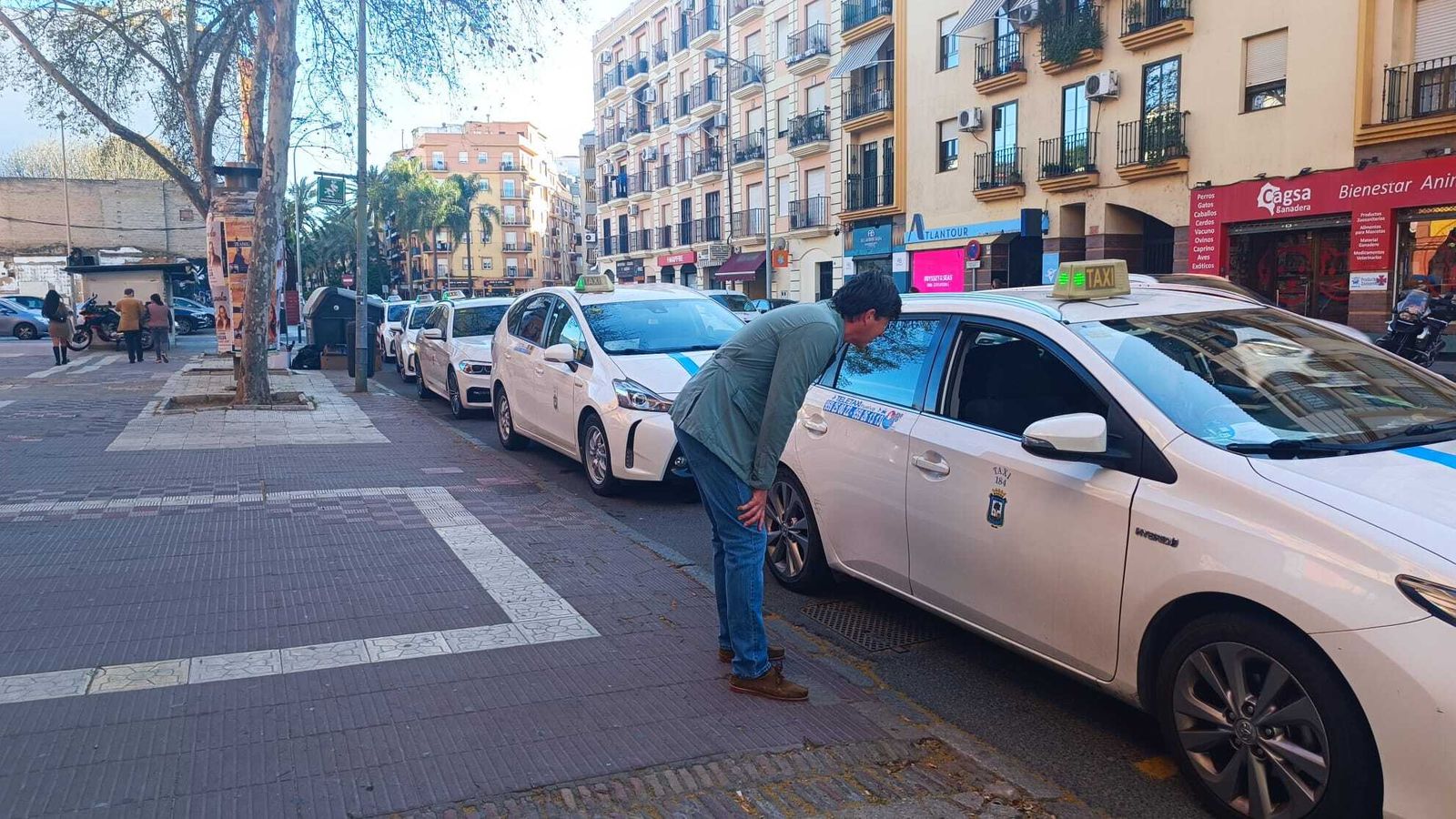 Taxis en una parada de Huelva capital.