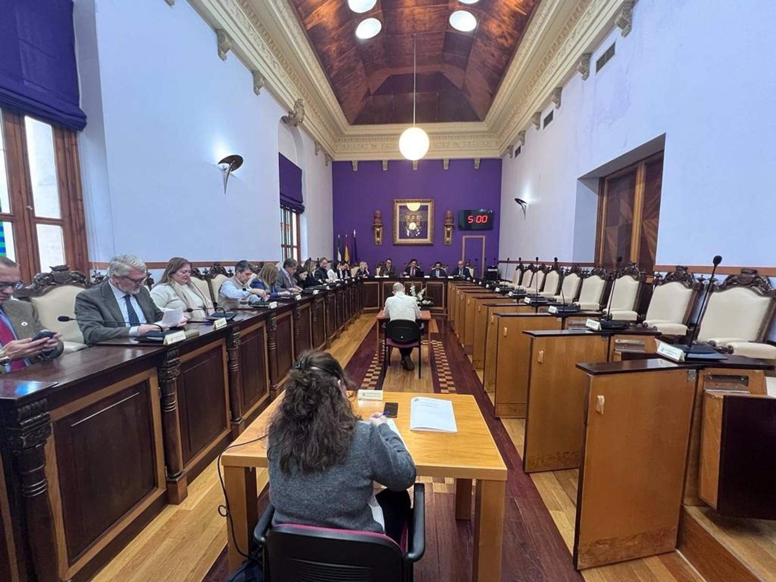 Pleno del Ayuntamiento de Jaén sin la participación de la bancada socialista.