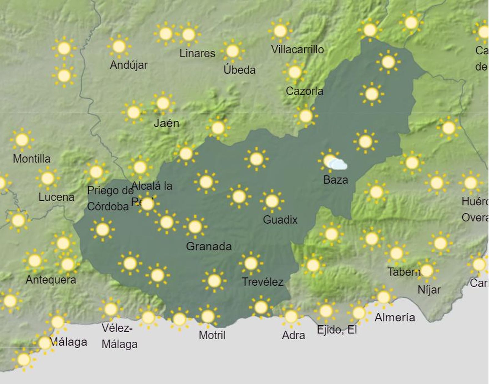 Mapa de previsión de tiempo de AEMET para este viernes