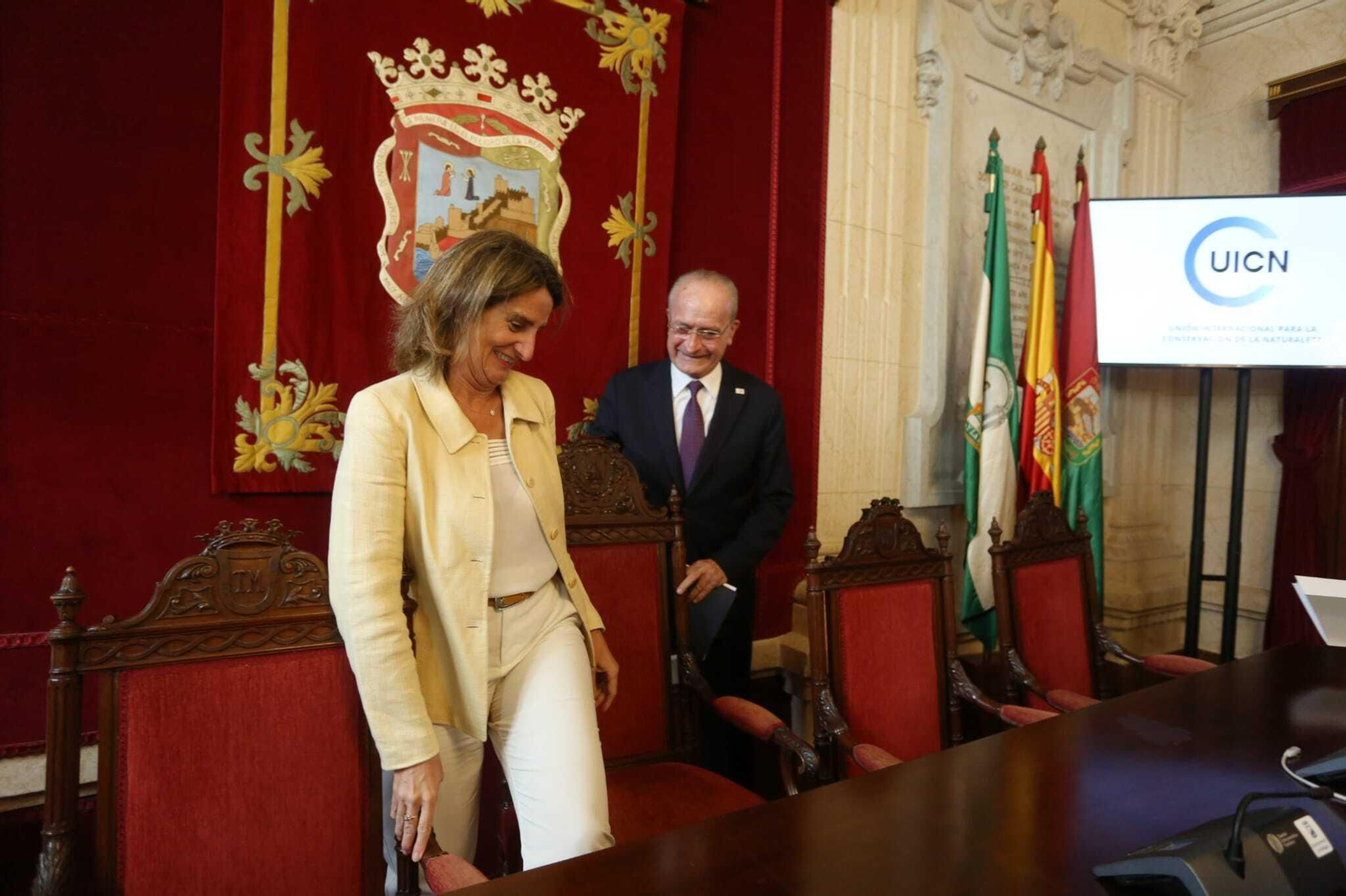 Teresa Ribera y Francisco de la Torre, este jueves en el Ayuntamiento. Teresa Ribera y Francisco de la Torre, este jueves en el Ayuntamiento.