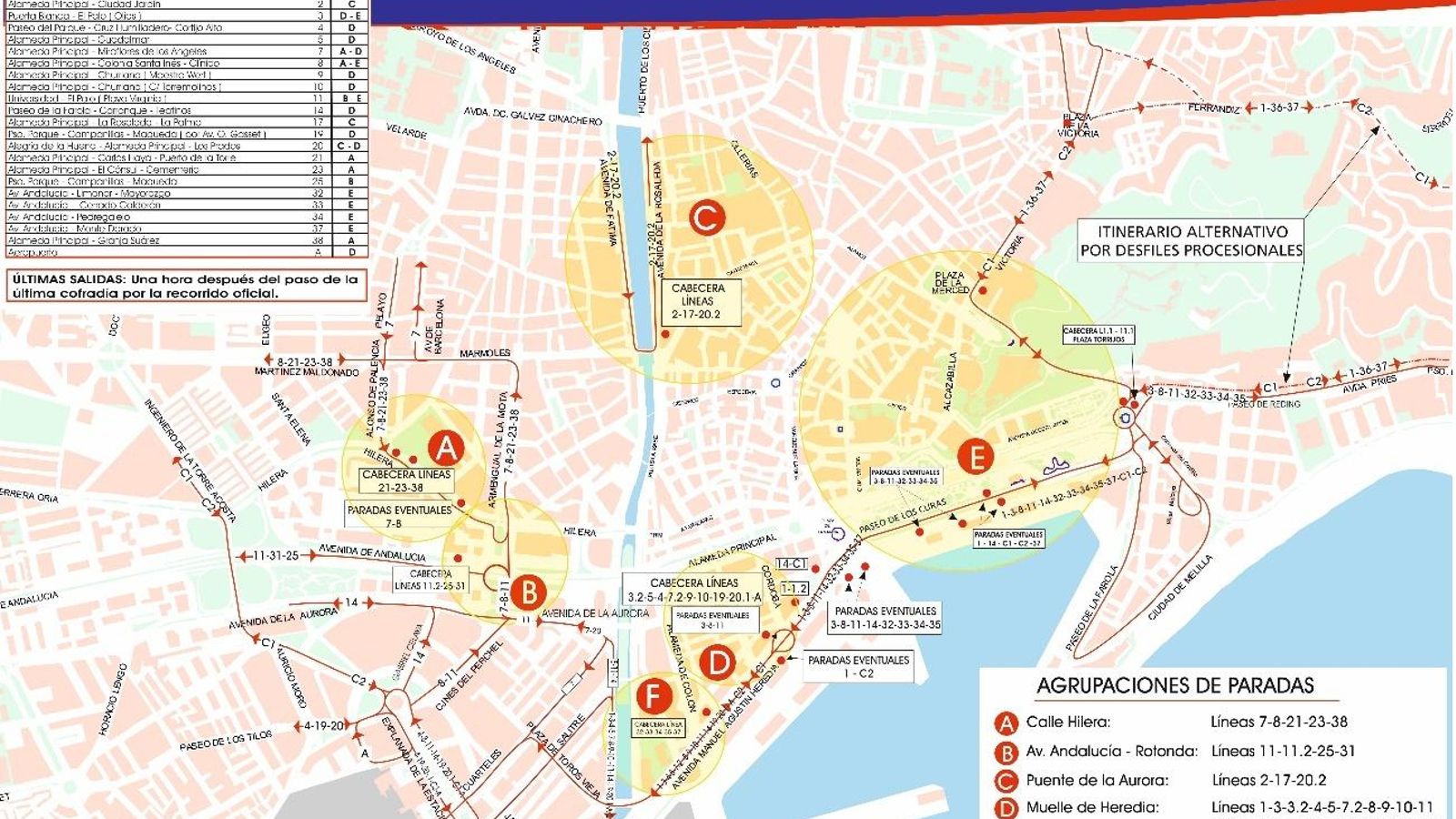 Plano de los autobuses de la EMT para la Magna.
