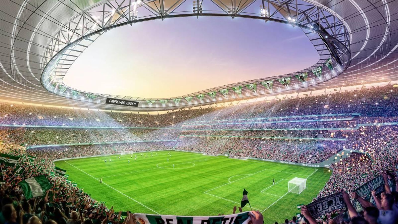 Recreación del interior del Benito Villamarín