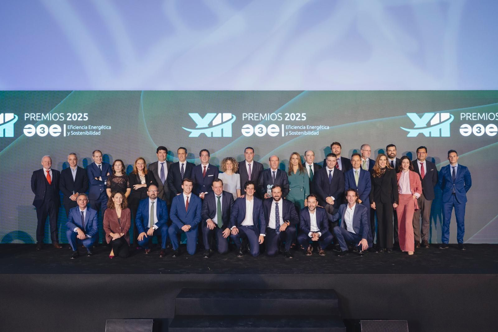 Foto de familia con los galardonados en los premios de Eficiejcia Energética y Sostenibilidad