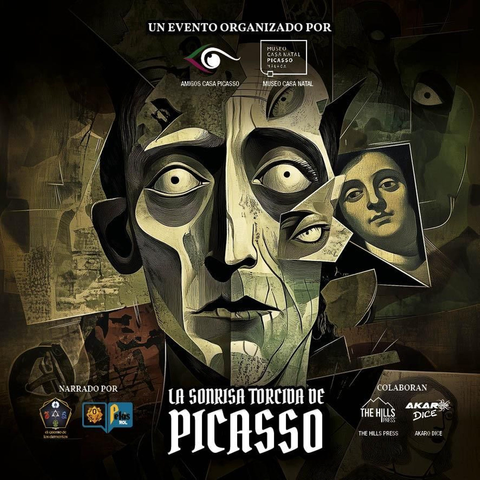 Cartel de promoción del juego de rol 'La sonrisa torcida de Picasso' en el Museo Casa Natal de Picasso.