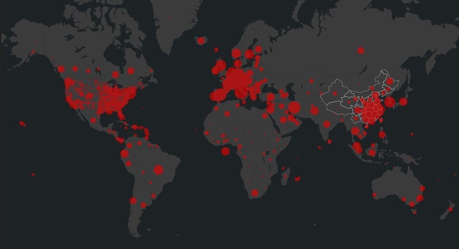 Contagios por coronavirus en el mundo.