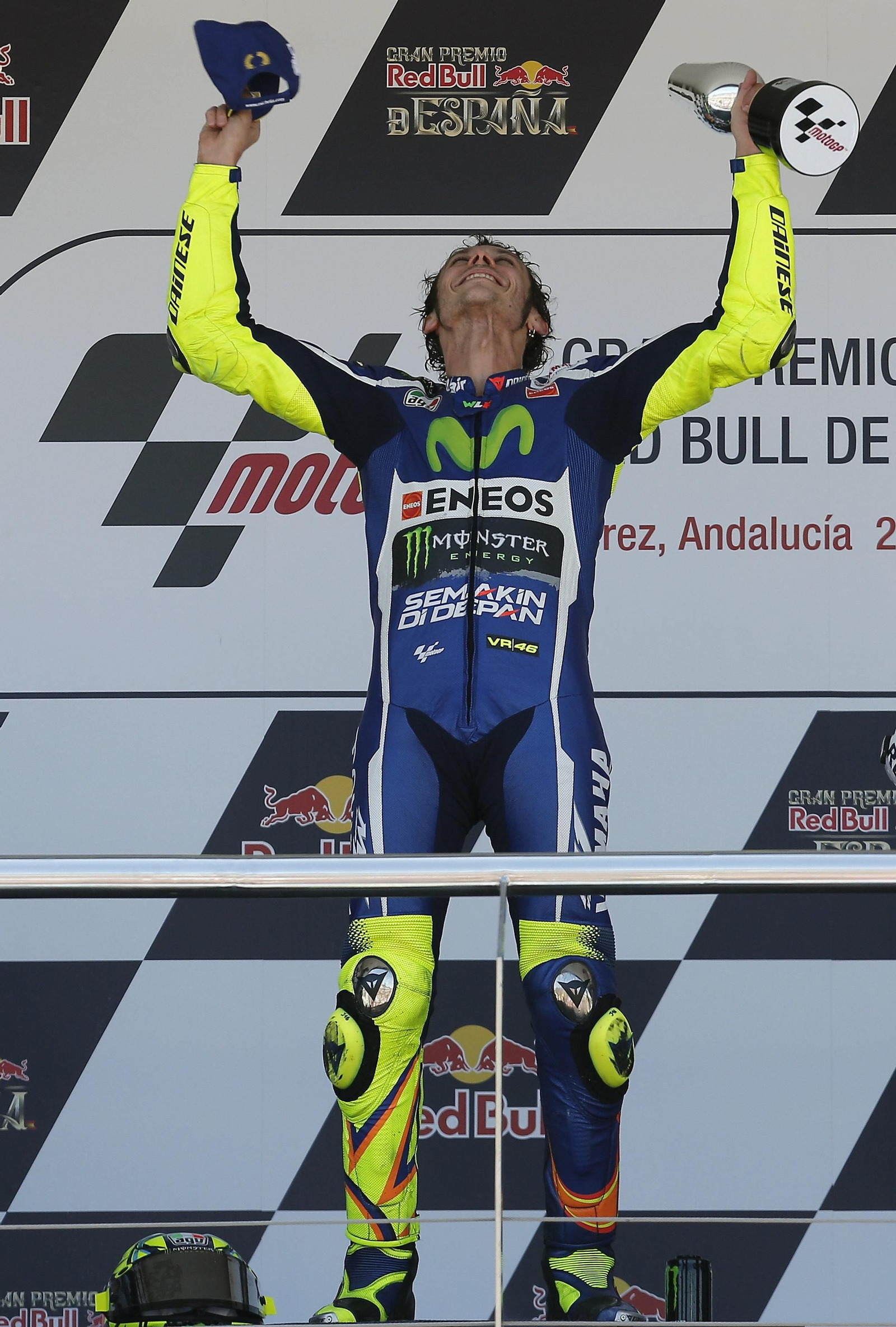 Valentino Rossi: 9 victorias y 15 podios en Jerez. Valentino Rossi: 9 victorias y 15 podios en Jerez.