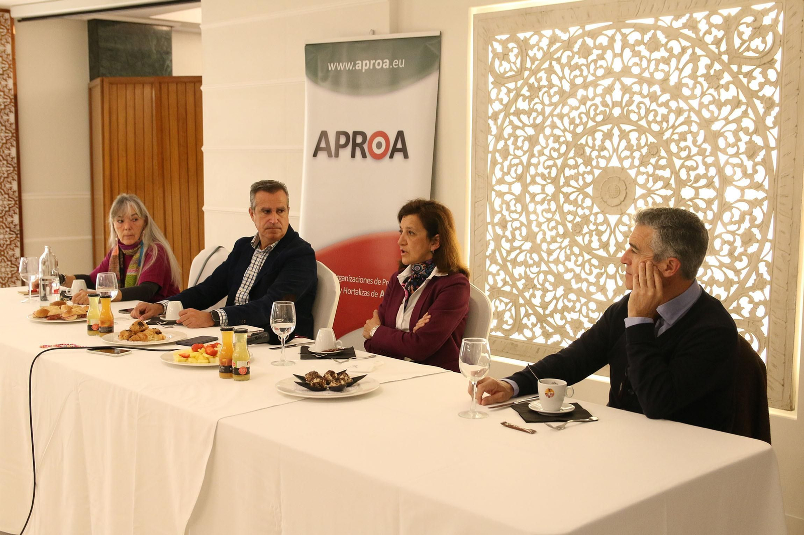 María Martínez de Velasco, gerente comercial de Fruit Attraction, Luis Miguel Fernández, gerente de Coexphal, María José Sánchez, directora de ferias de Ifema, y Juan Colomina, consejero delegado de Coexphal