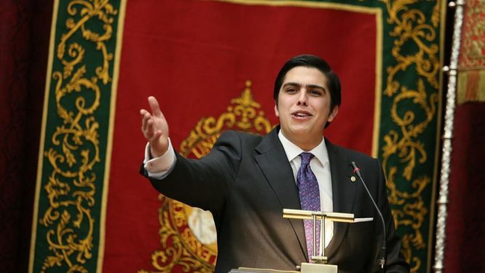 Manuel Martín Fajardo durante el Pregón Universitario de 2018