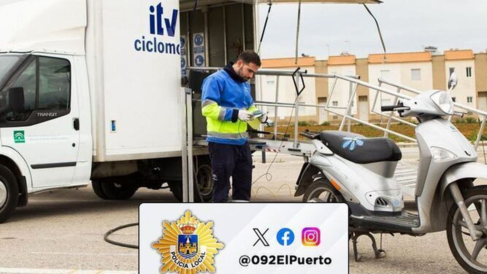 Una unidad móvil para la inspección técnica de ciclomotores.