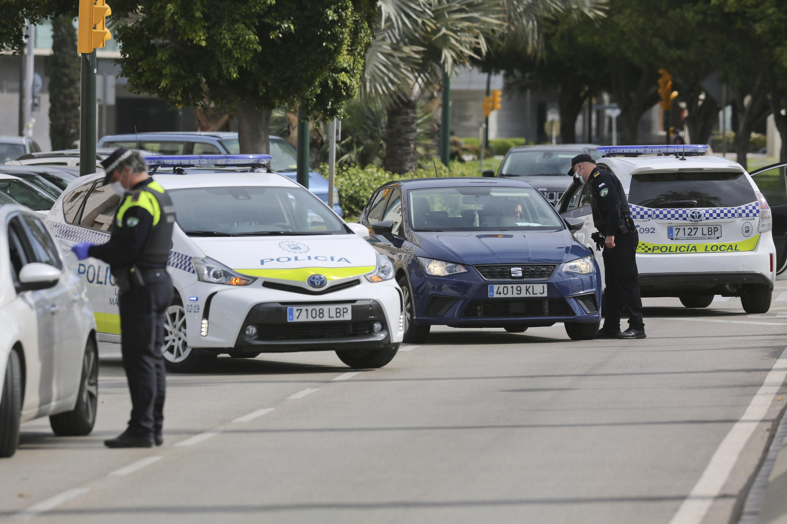 Imagen de un control de la Policía Local de Málaga.