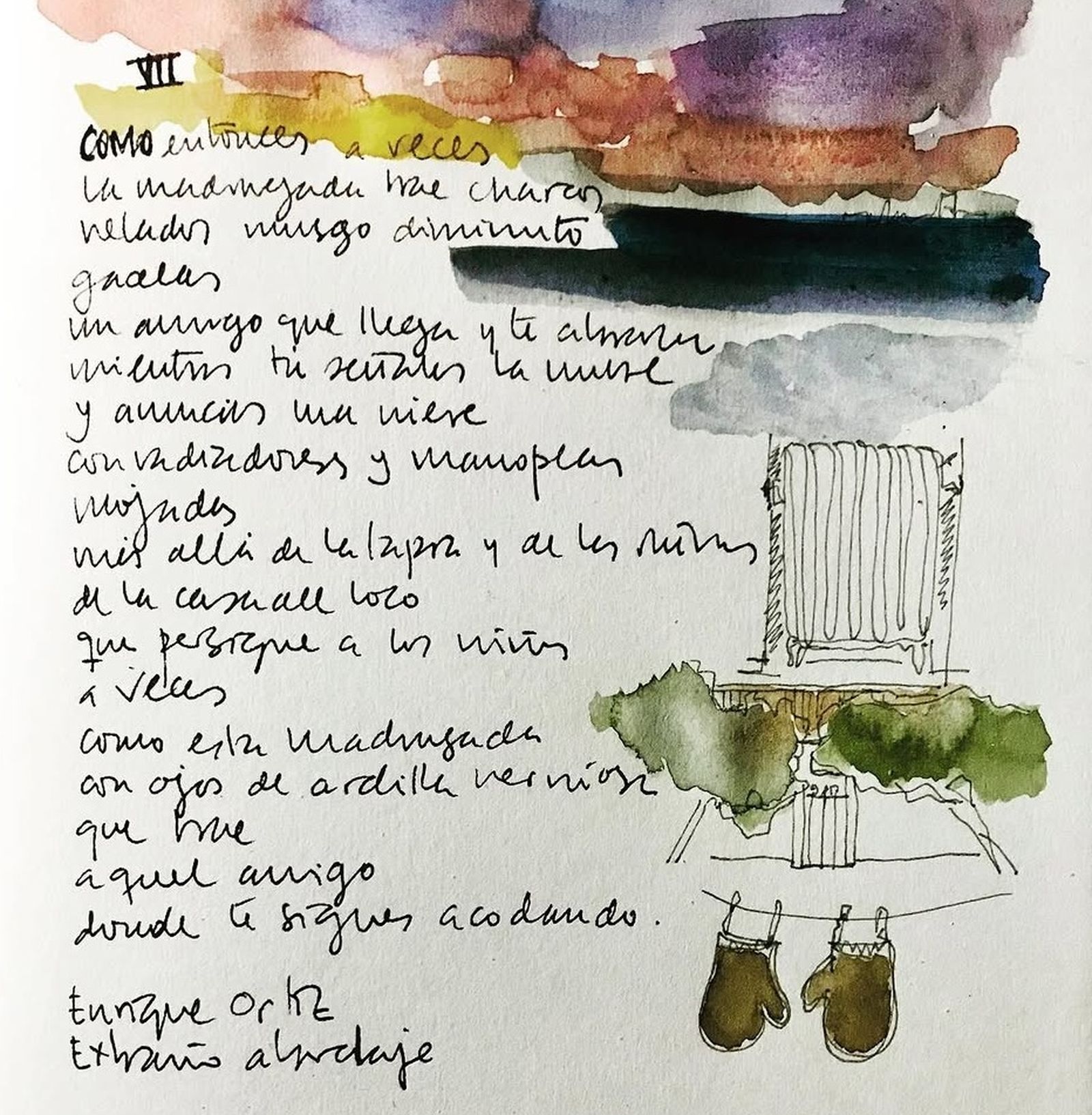 Fragmento de 'Tema de Trabajo' de Enrique Ortiz ilustrado por Diego Ríos Padrón.