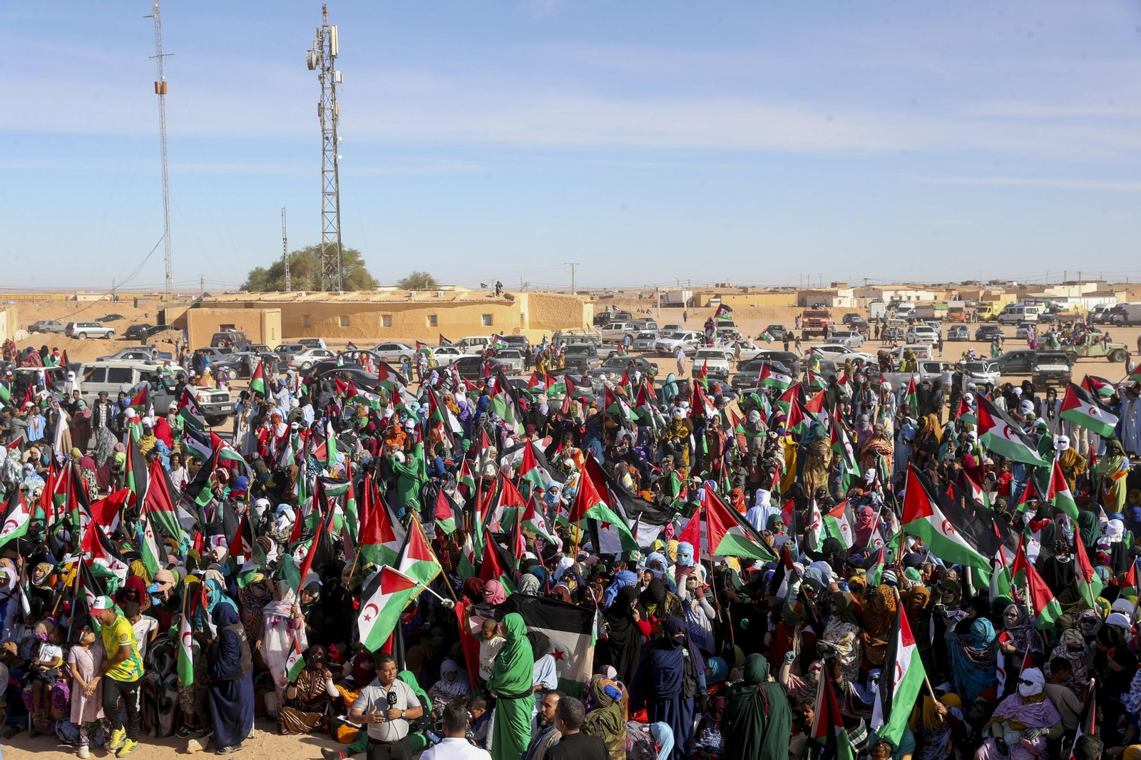 Miles de saharauis participan en una protesta contra la propuesta de autonomía marroquí.