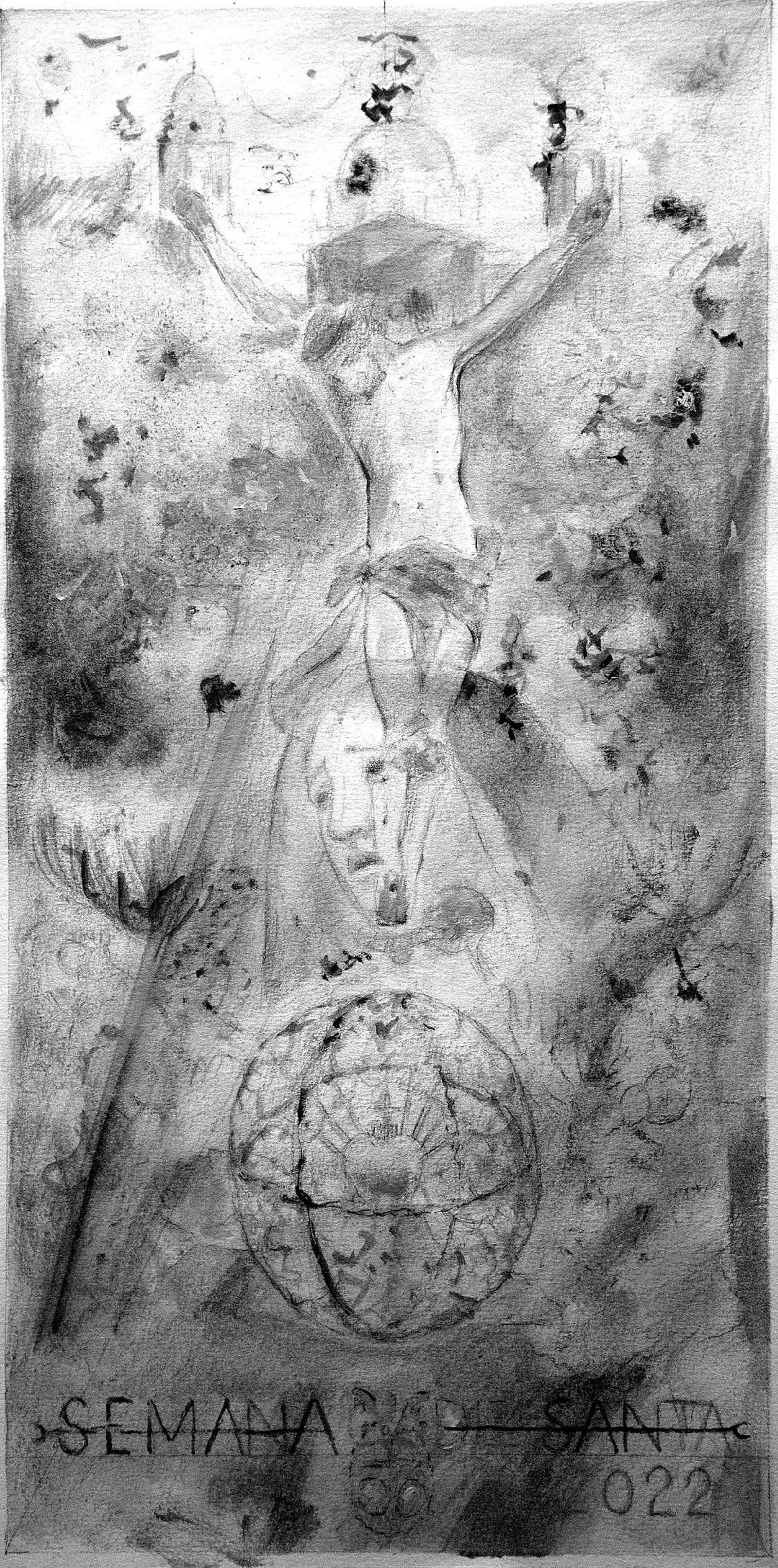 Uno de los siete bocetos del cartel pintado por Antoine Cas.