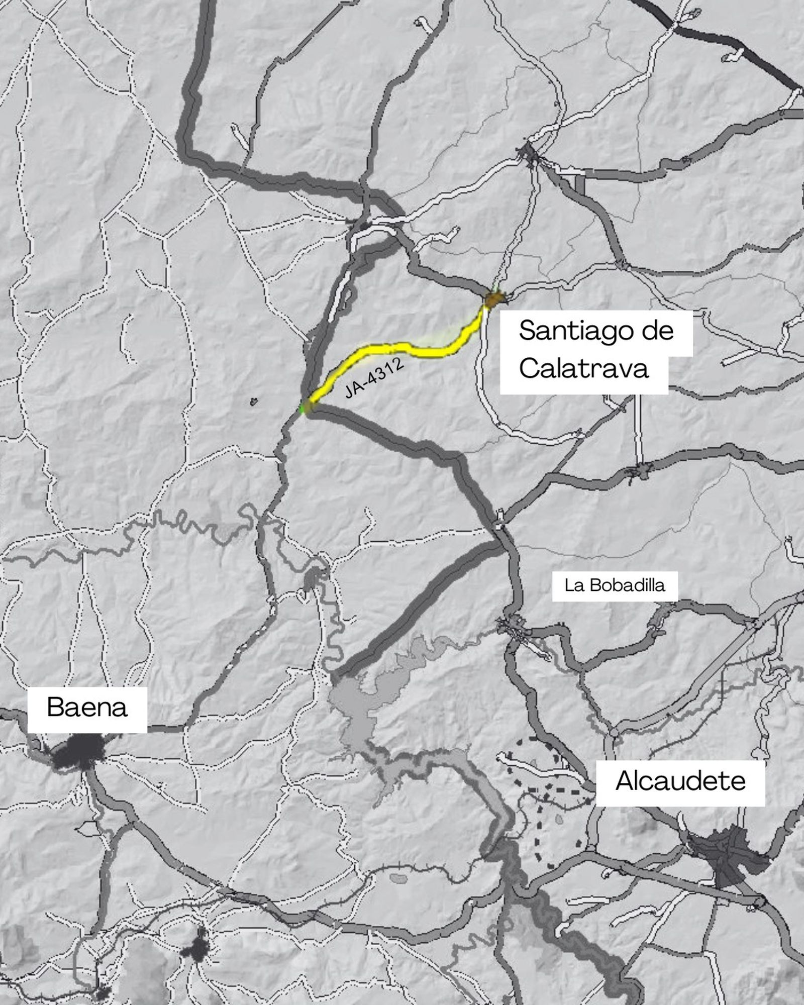 Tramo de la carretera a intervenir en Santiago de Calatrava