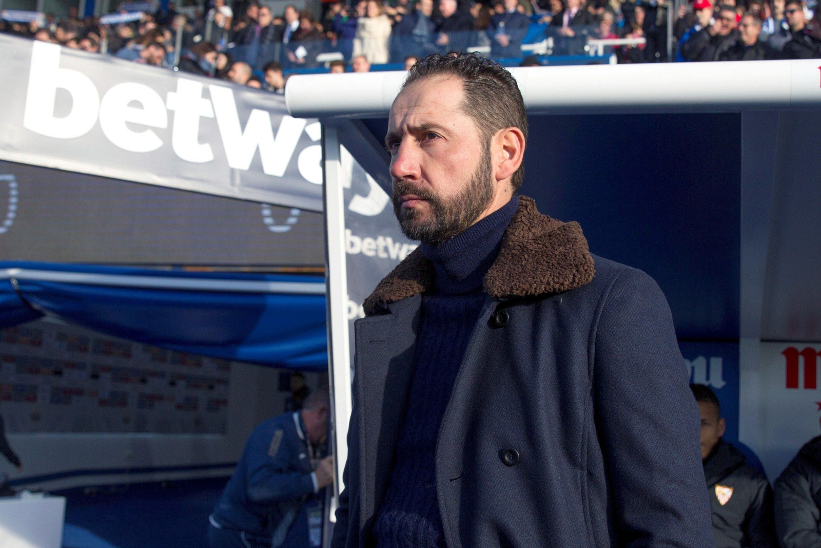 Pablo Machín, antes del inicio del partido en Butarque.