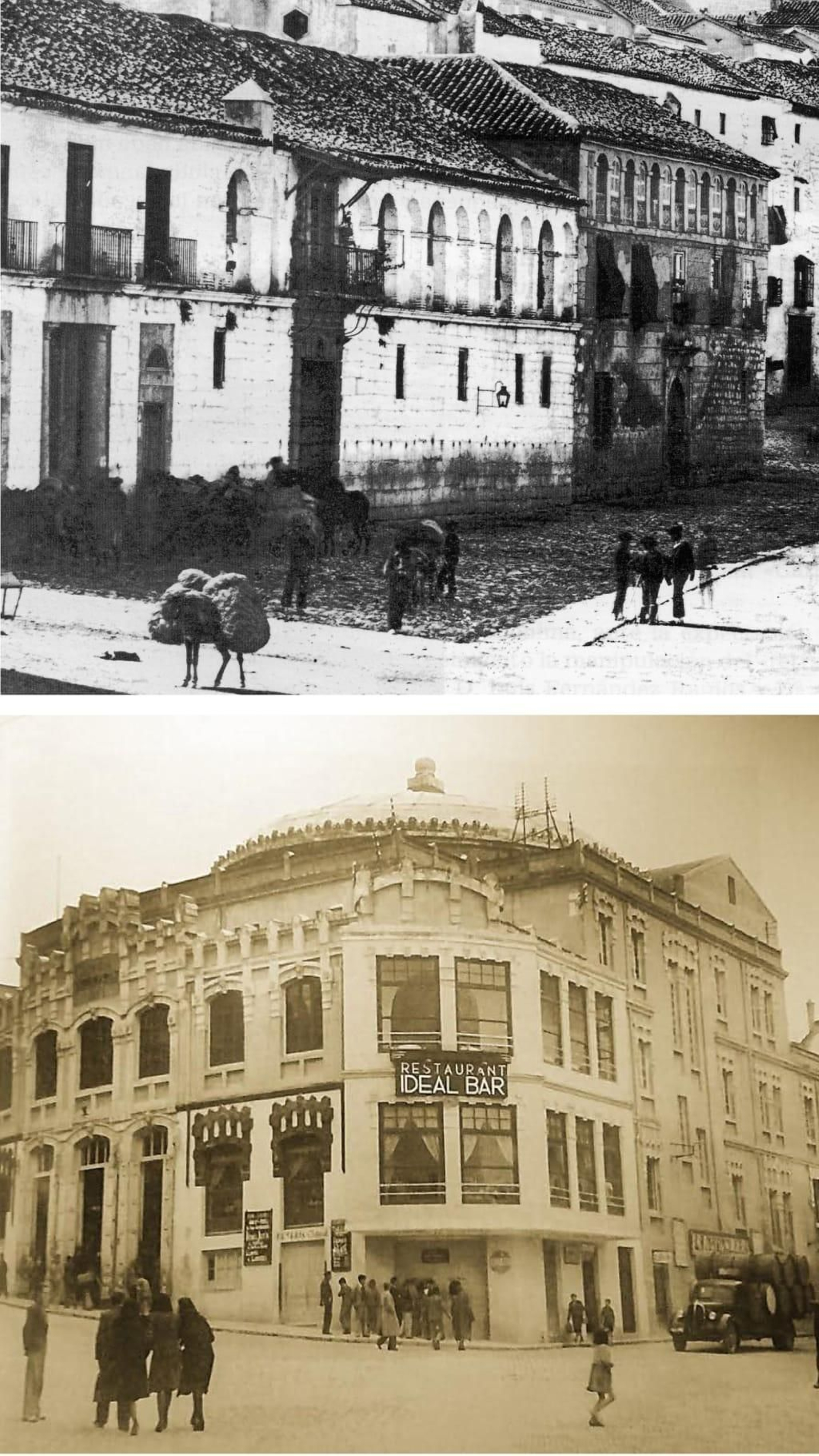 Antigua ubicación de la Alhóndiga y Cuartel del Regimiento Provincial. Aquí se construiría, en 1906, el Teatro Cervantes.