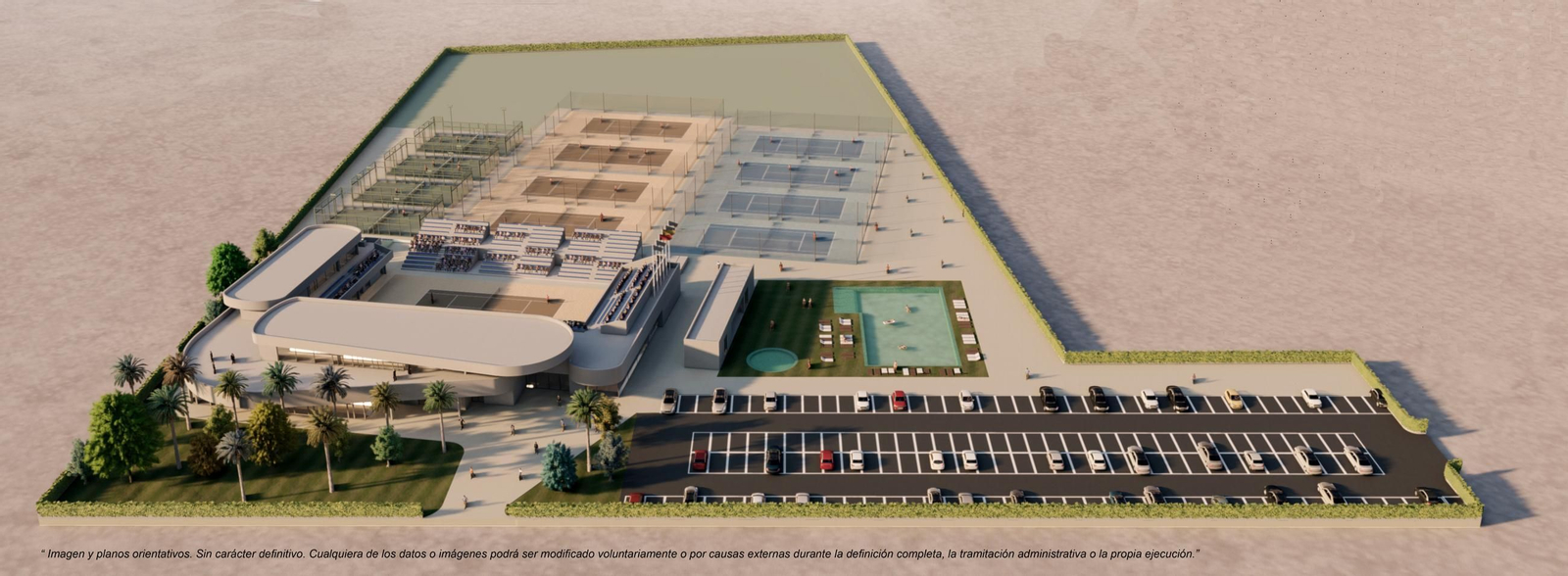 Recreación virtual de la propuesta recogida en el anteproyecto de la nueva sede del Recreativo de Tenis de Huelva, sujeto a revisión.