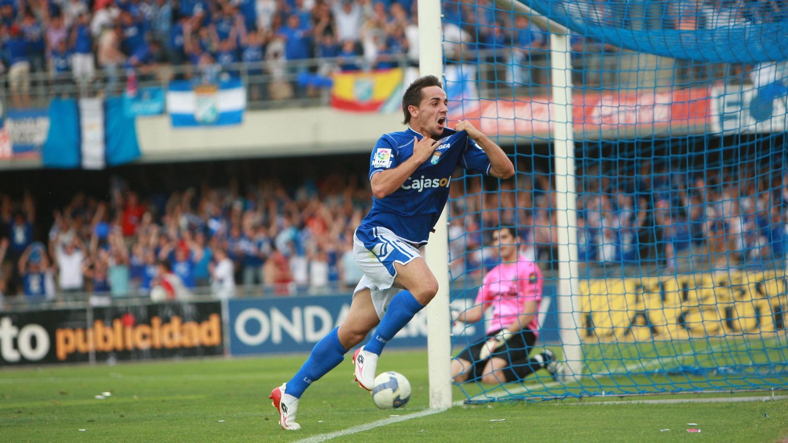 Carlos Calvo, tras anotar el 2-1 al Huesca.