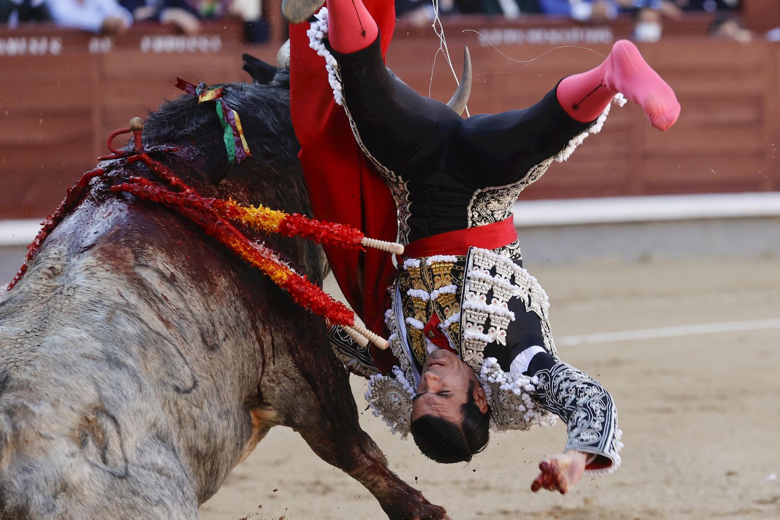 Emilio de Justo, en el momento de ser volteado.