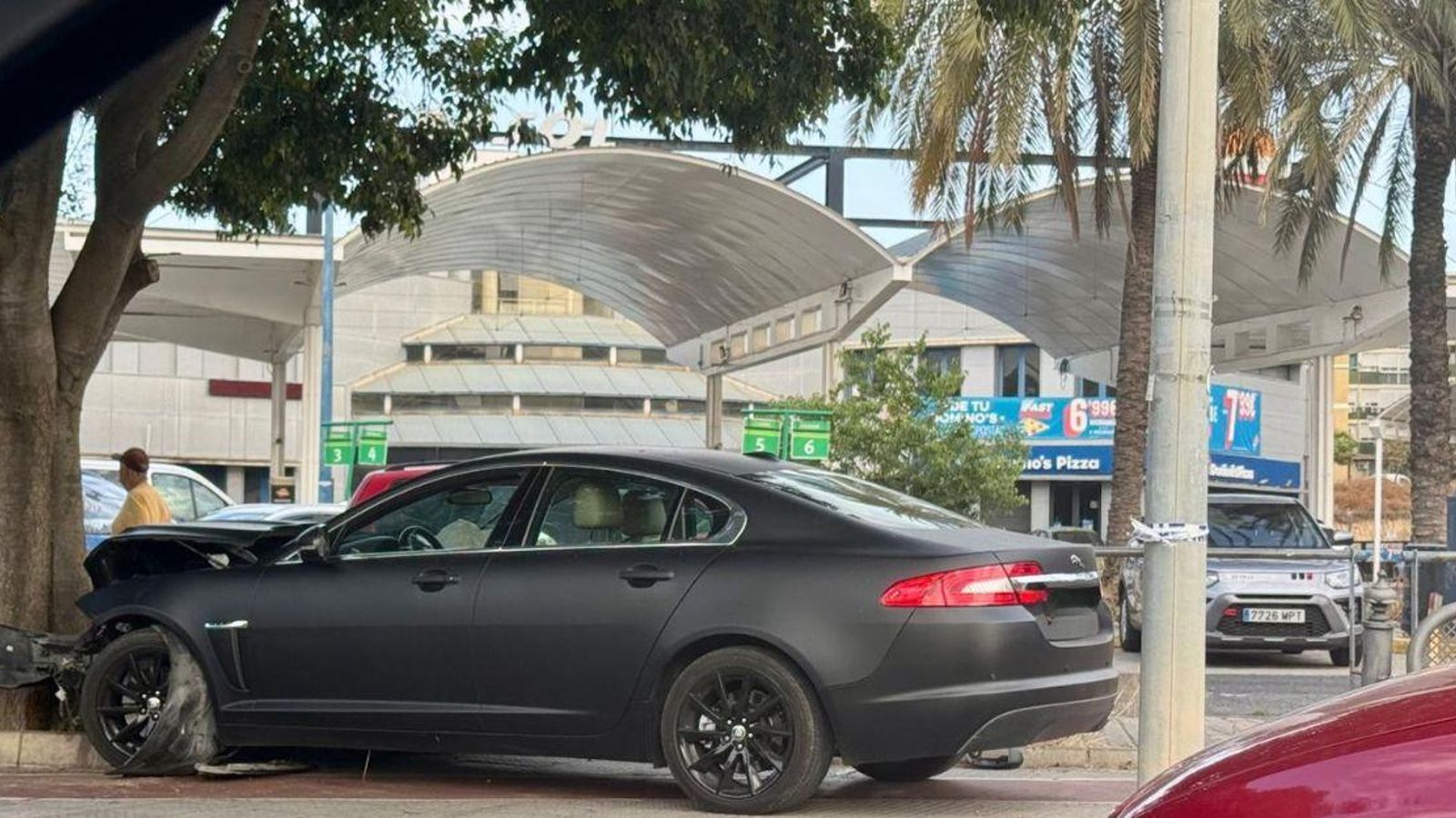 El coche estampado en Huelva. El coche estampado en Huelva.