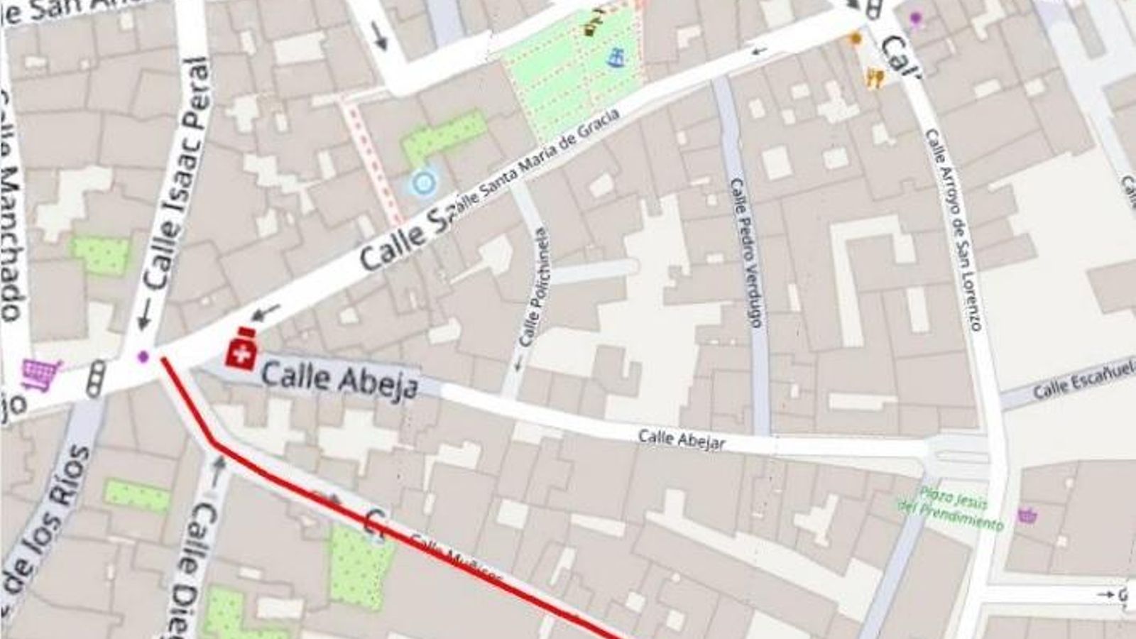 Recorrido previsto para la línea C2 durante la segunda fase de obras.