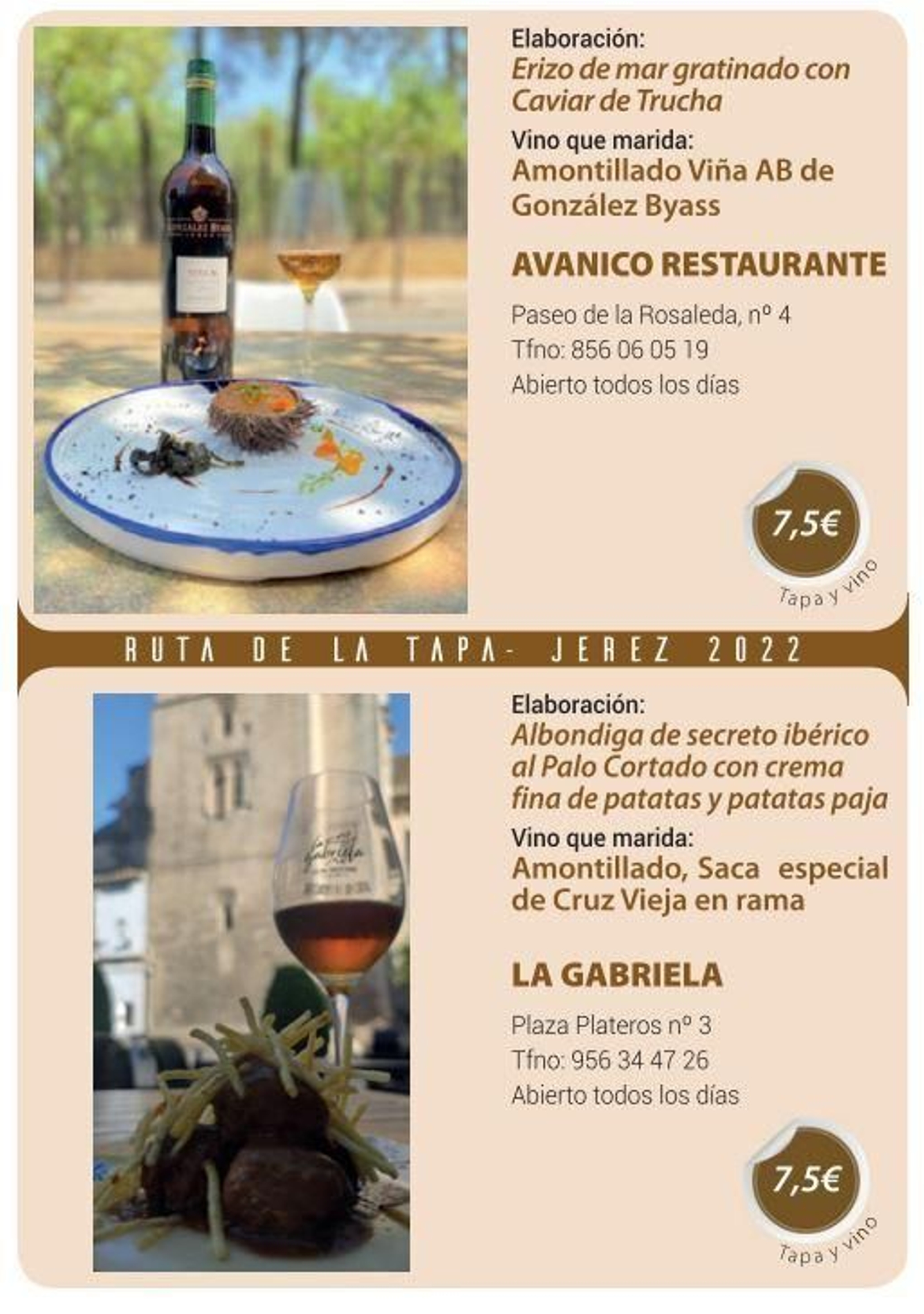 Ruta de la Tapa 'DesTapa Jerez': establecimientos, tapas maridadas y precios