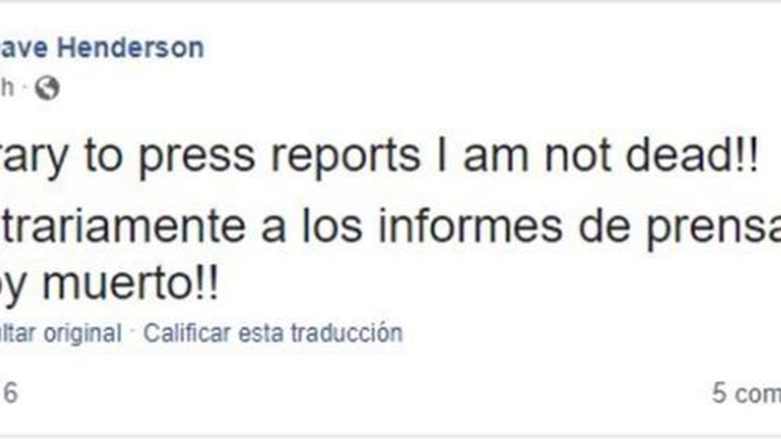 Captura del Facebook de Dave Henderson