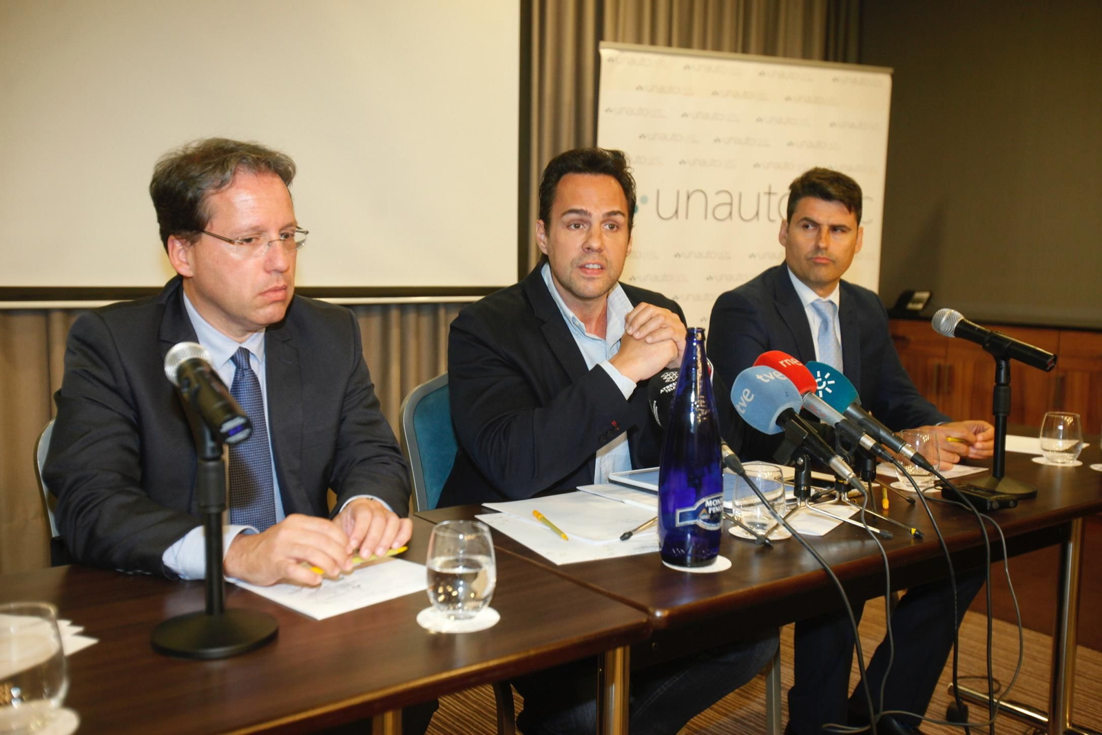 El secretario de Unauto VTC, José María Goñi, durante la rueda de prensa.