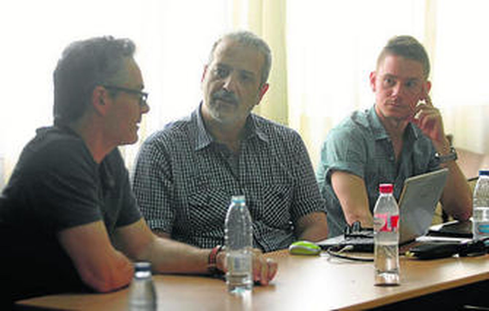Marco Beltrami, ayer, en el taller que impartió en el Conservatorio.