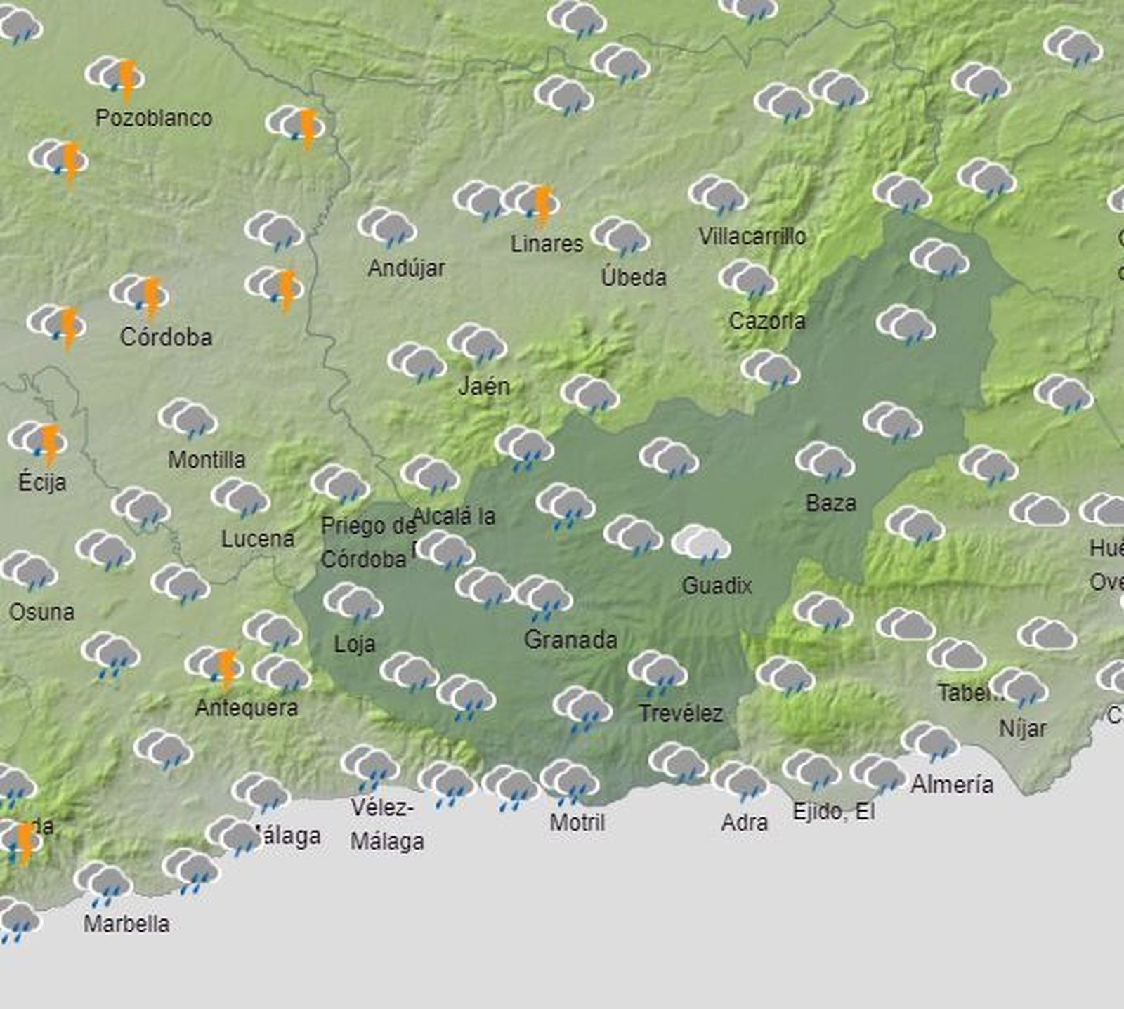 El Tiempo en la provincia de Granada durante el viernes 9 de febrero