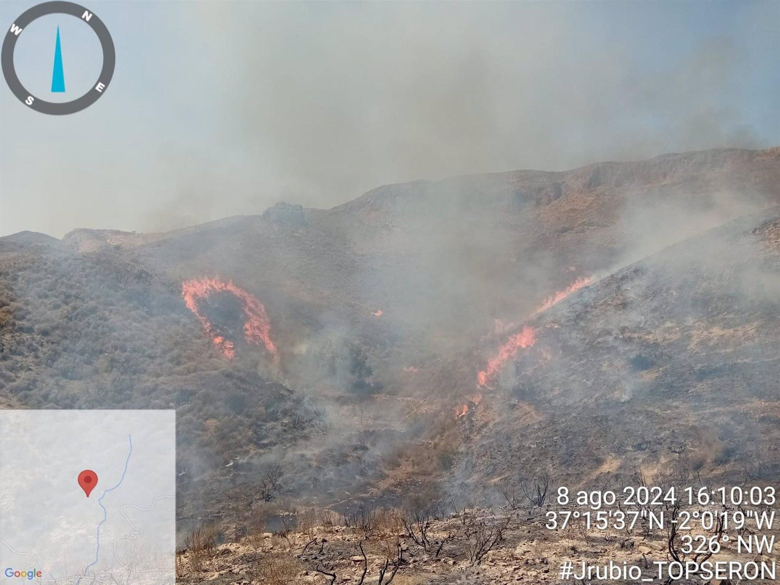 Incendio declarado en el paraje de la Loma de Antas