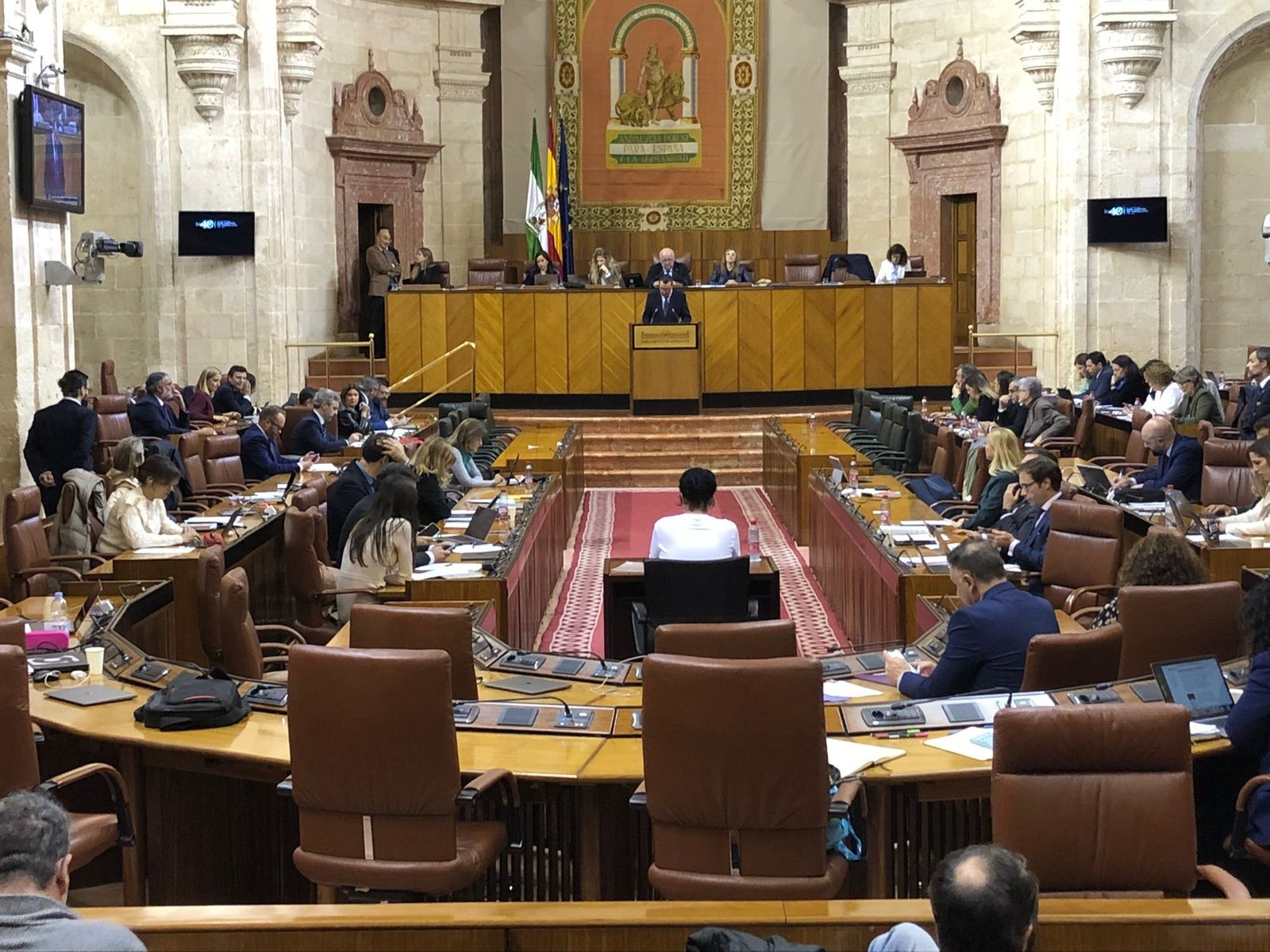 Yuste defiende desde un escaño situado en el centro del pleno la iniciativa popular.