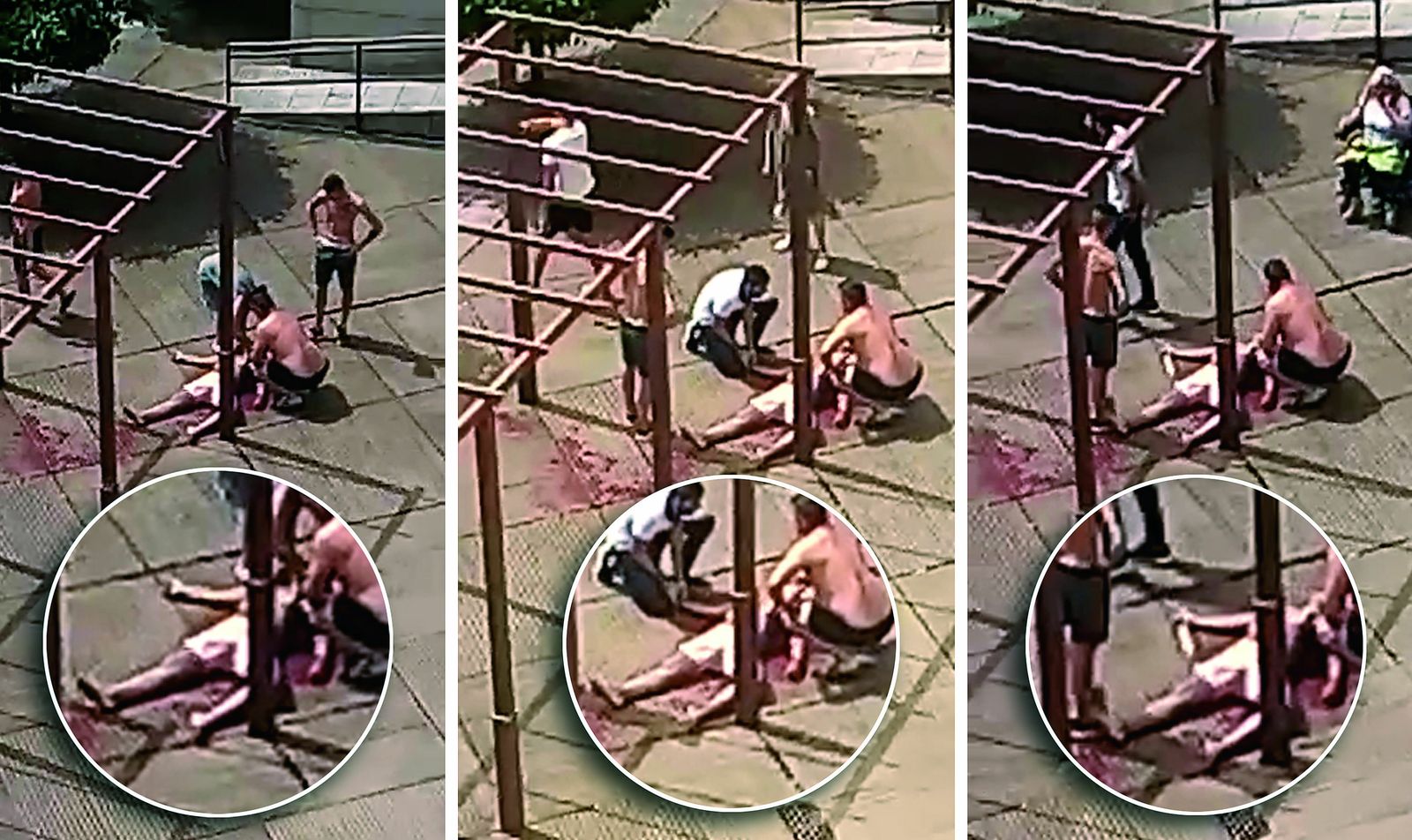 Capturas de vídeo en las que se presume que se coloca un cuchillo en manos de la víctima.