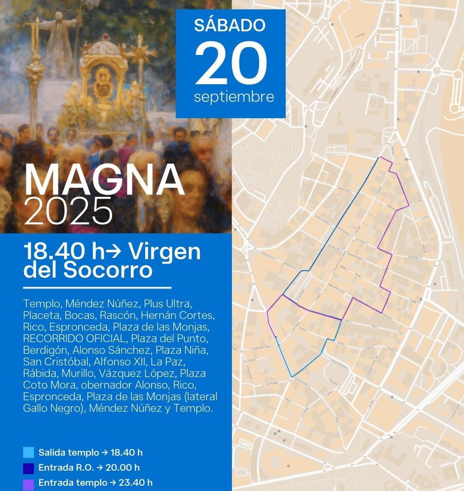 Recorrido de Ntra. Sra. del Socorro Coronada para la Magna Mariana de Huelva.