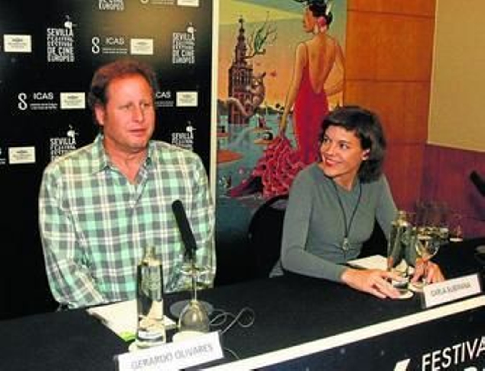 Gerardo Olivares, junto a Carla Subirana, en el Festival de Cine Europeo.
