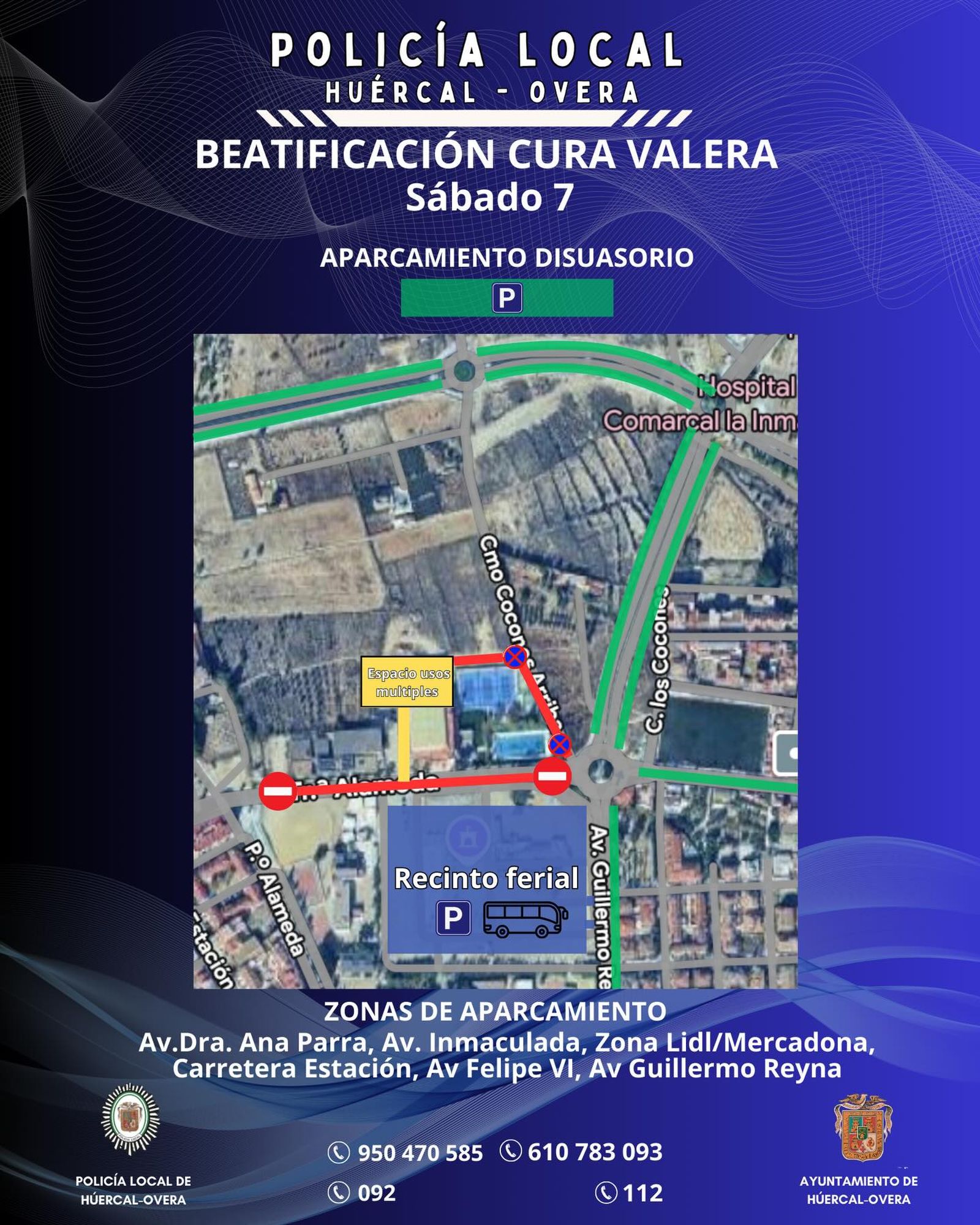 Zonas de aparcamiento disuasorio habilitadas por la Policía Local.