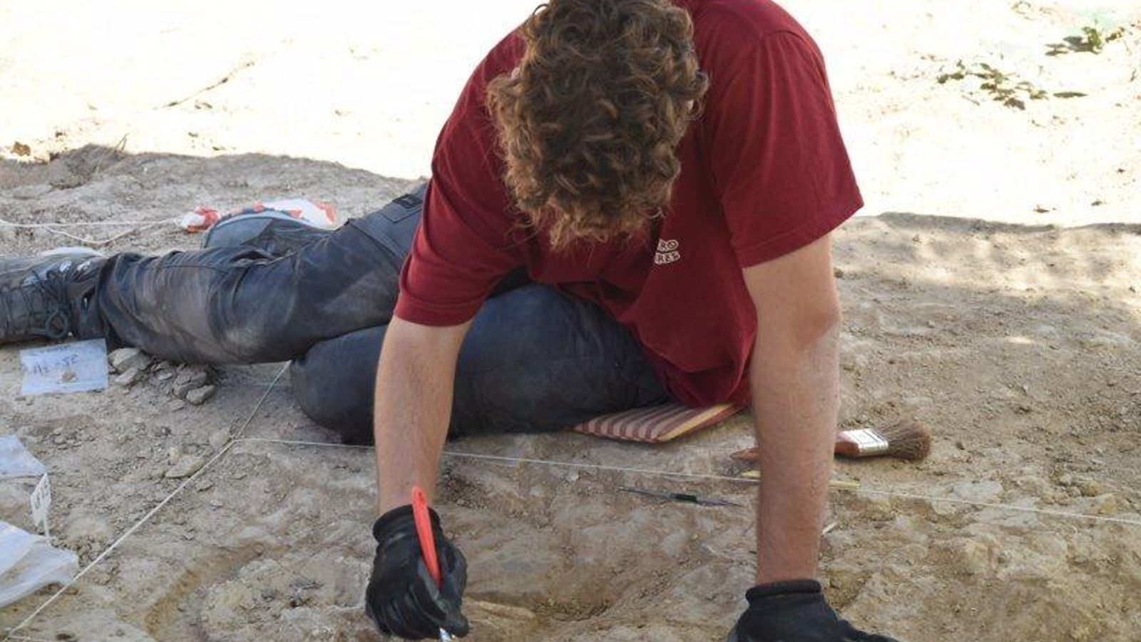 En los trabajos de excavación.