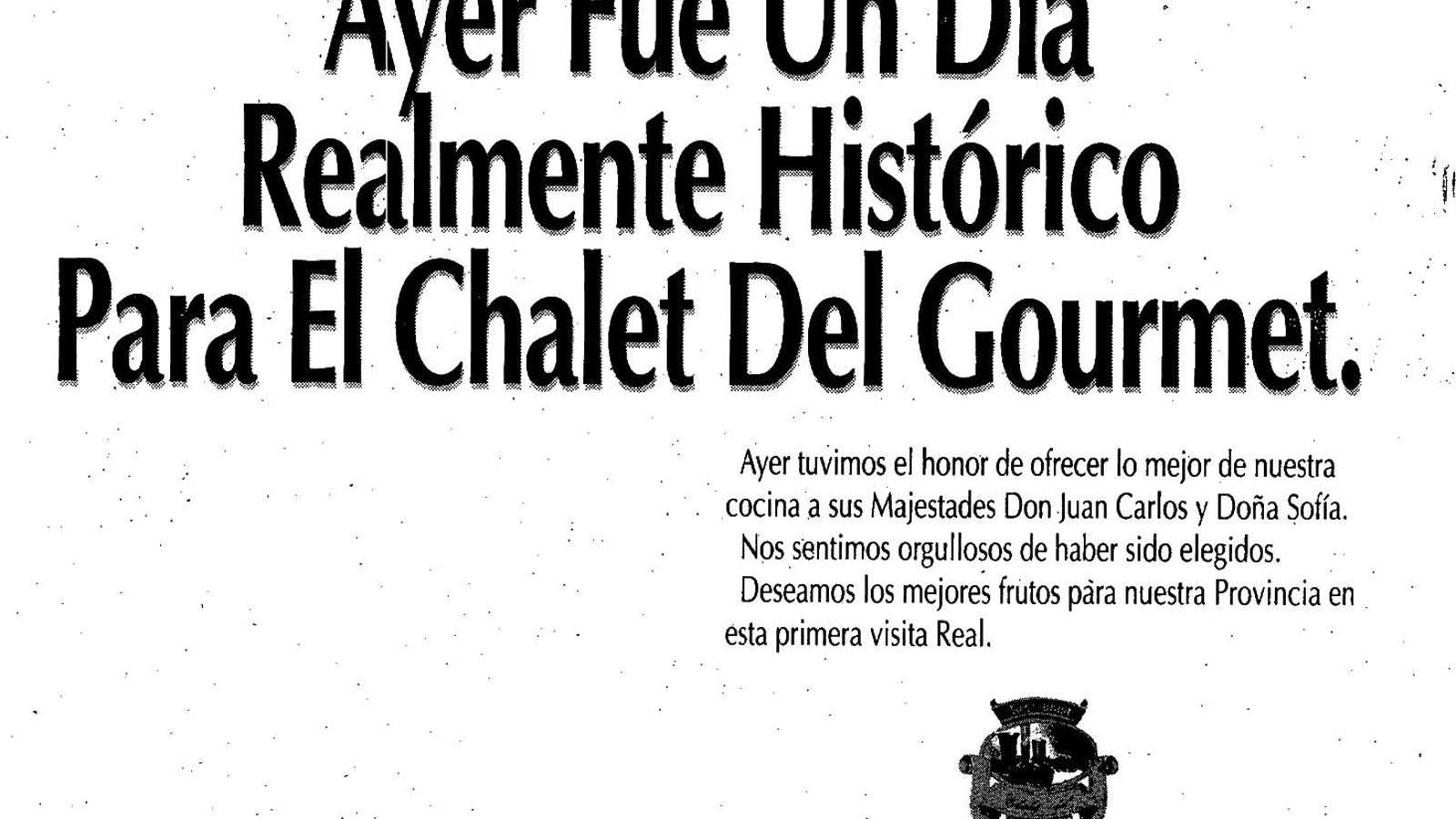 Anuncio por servir comida a los Reyes