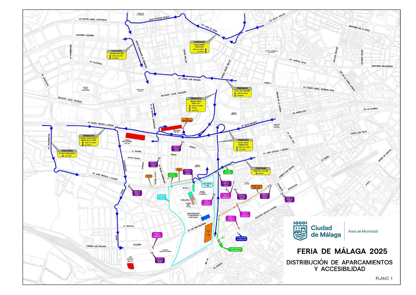 Desvíos y cortes de tráfico en el entorno del Cortijo de Torres.