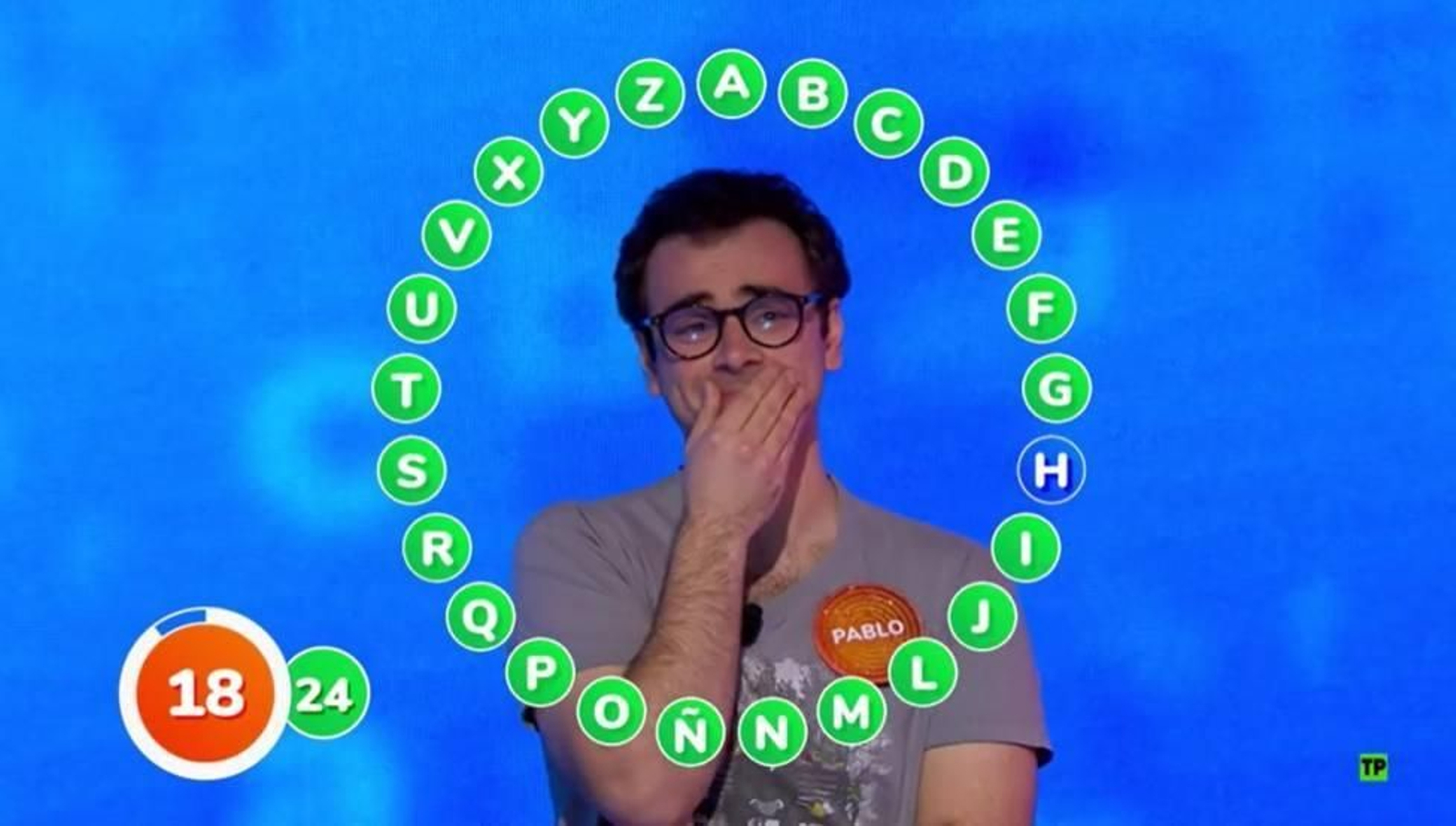 Pablo Díaz, en  el 'Pasapalabra' en el que terminó fallando la letra H