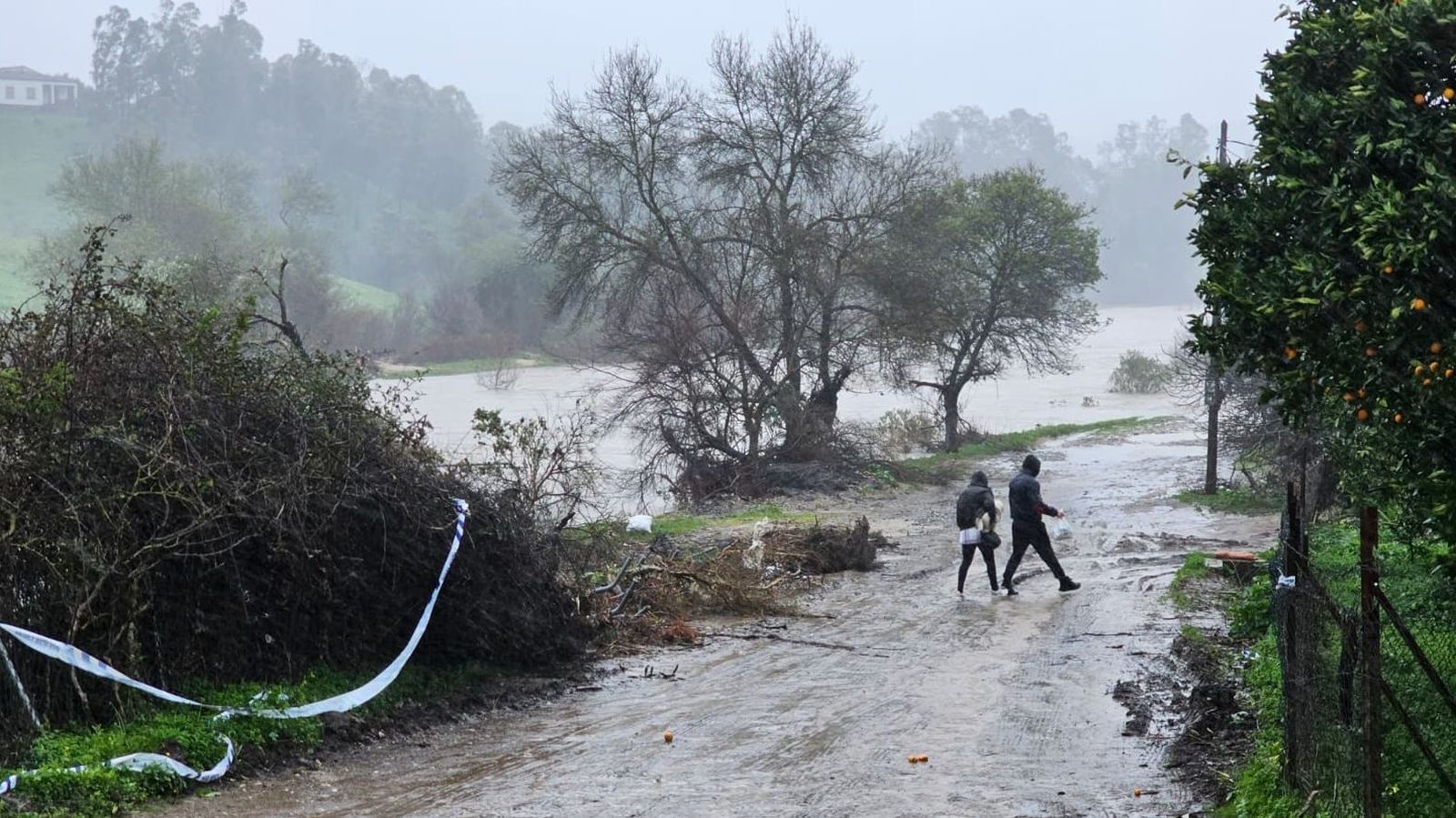Efectos de la borrasca Kristian este miércoles en el Campo de Gibraltar.