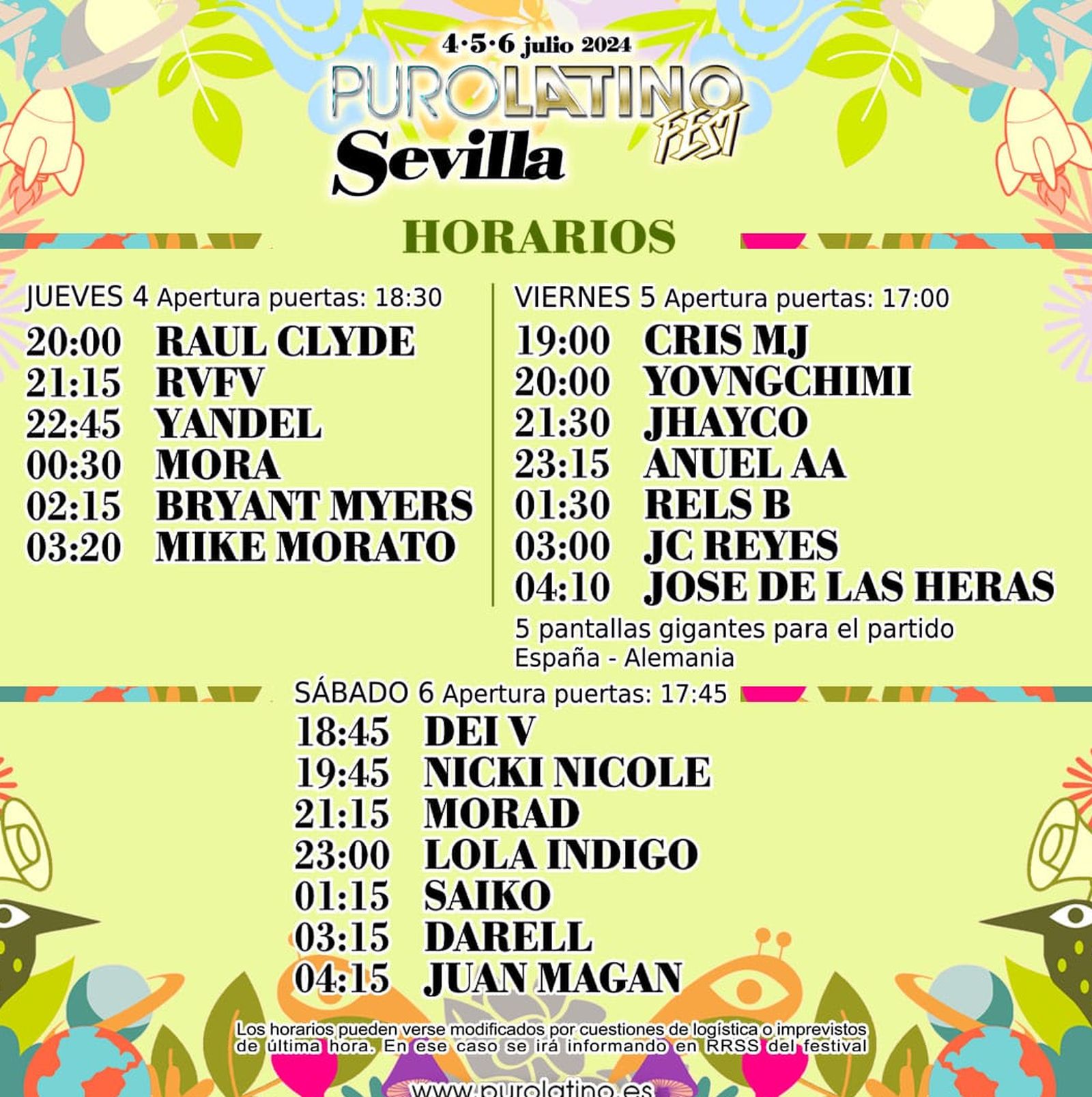 Horarios Puro Latino Fest 2024