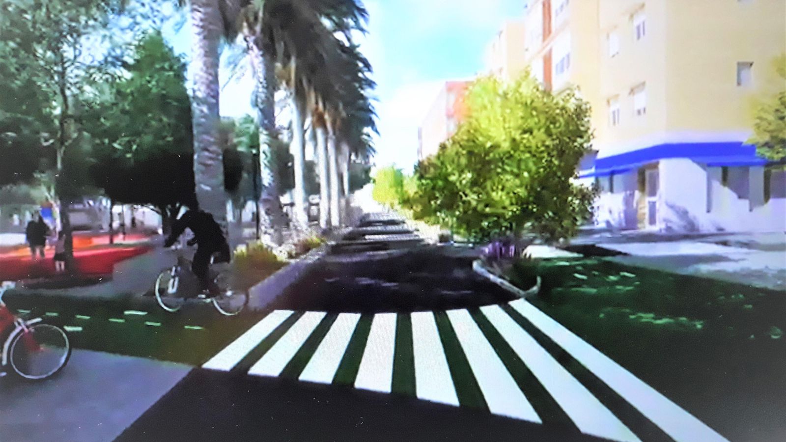 Recreación de la reurbanización de la calle Doctor Jiménez Díaz junto a la nueva plaza frente al colegio Arias Montano