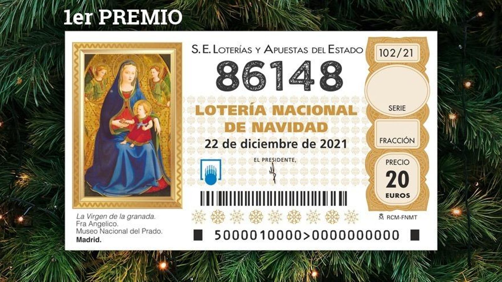 86.148, el Gordo de la Lotería de Navidad 2021