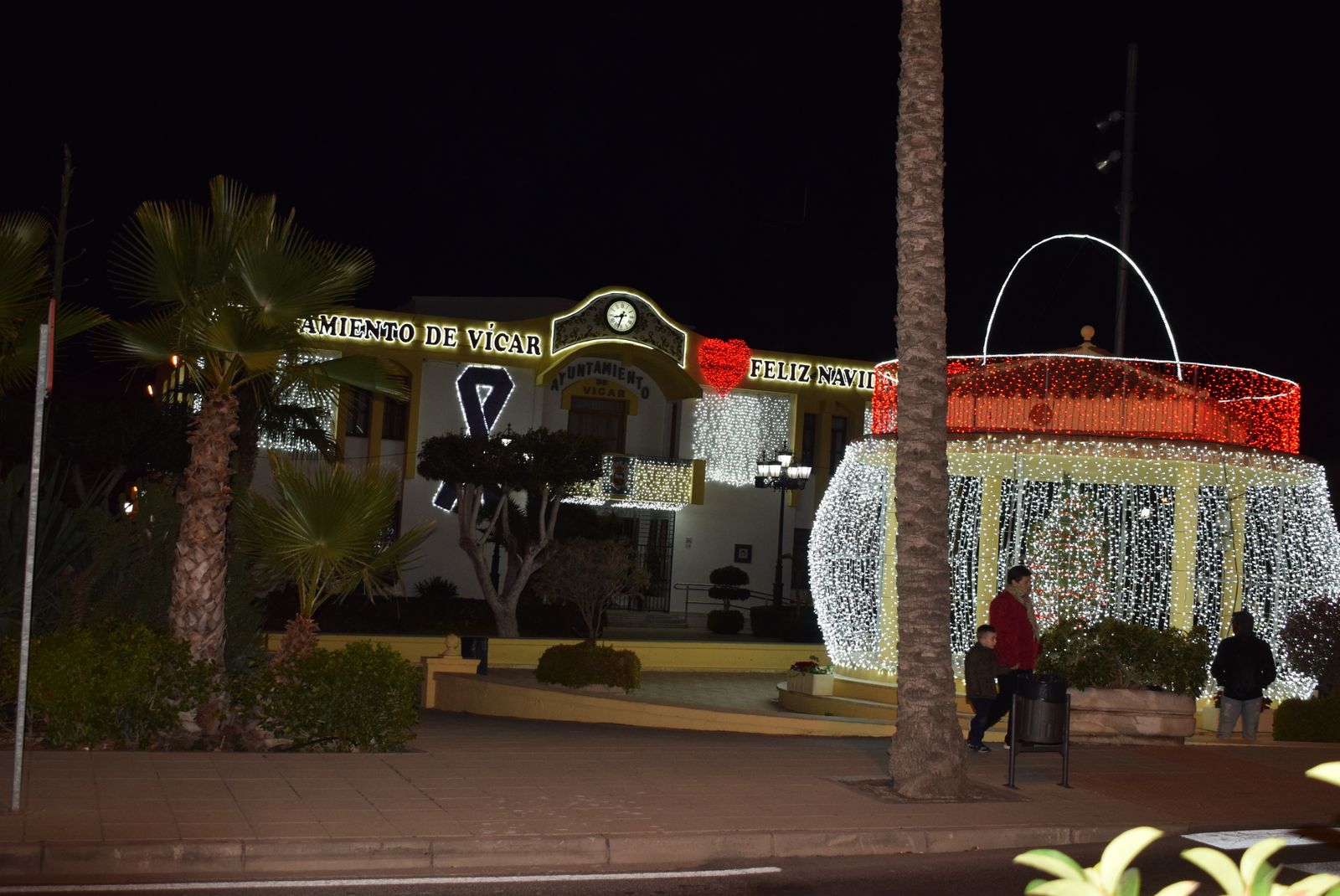 Así está iluminado el Ayuntamiento de Vícar.
