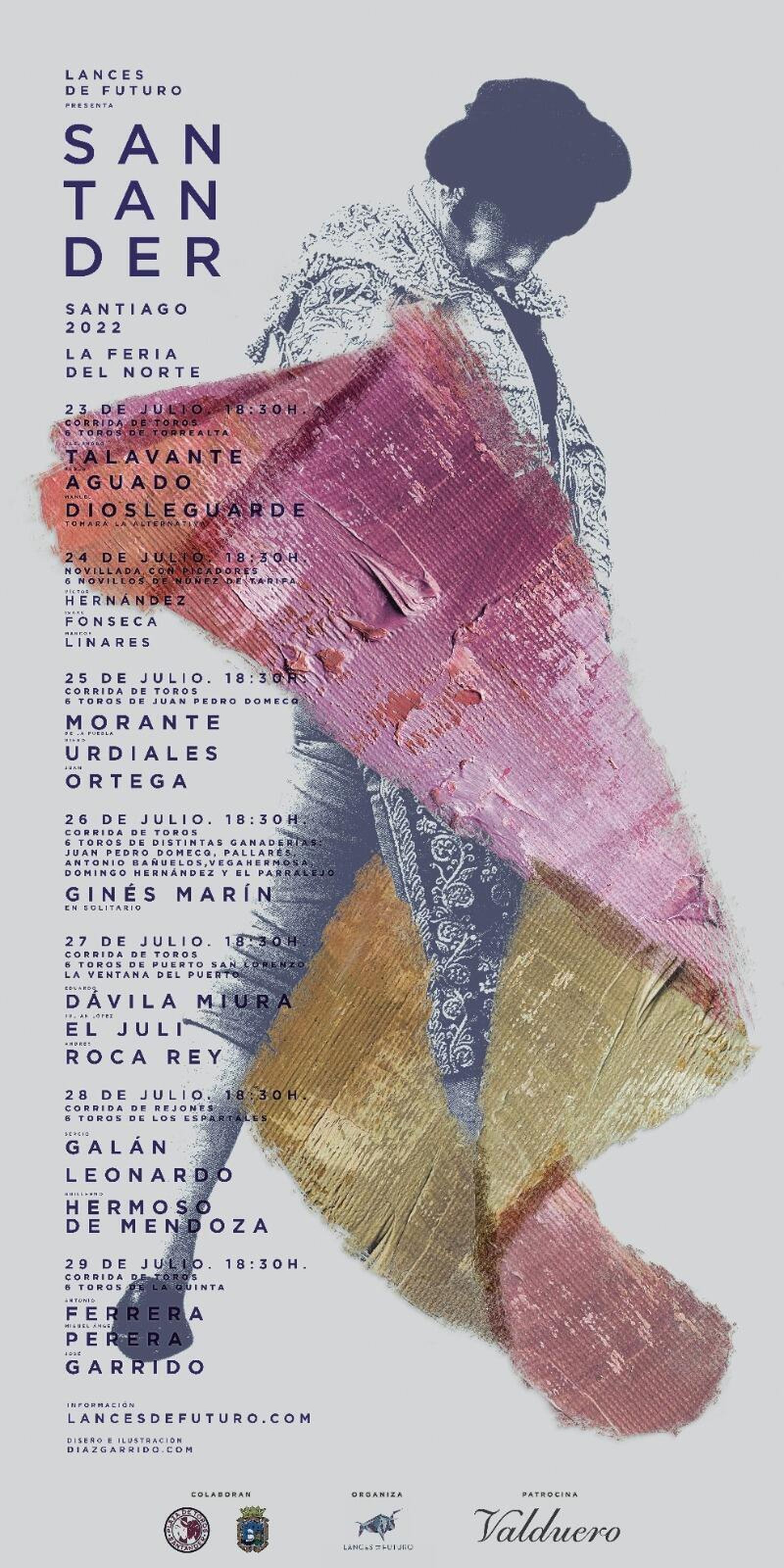 Cartel anunciador de los festejos de la Feria de Santiago de Santander.