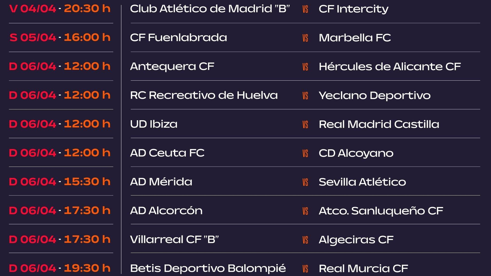 Los horarios de la 31ª jornada liguera del grupo II de la Primera Federación. Los horarios de la 31ª jornada liguera del grupo II de la Primera Federación.